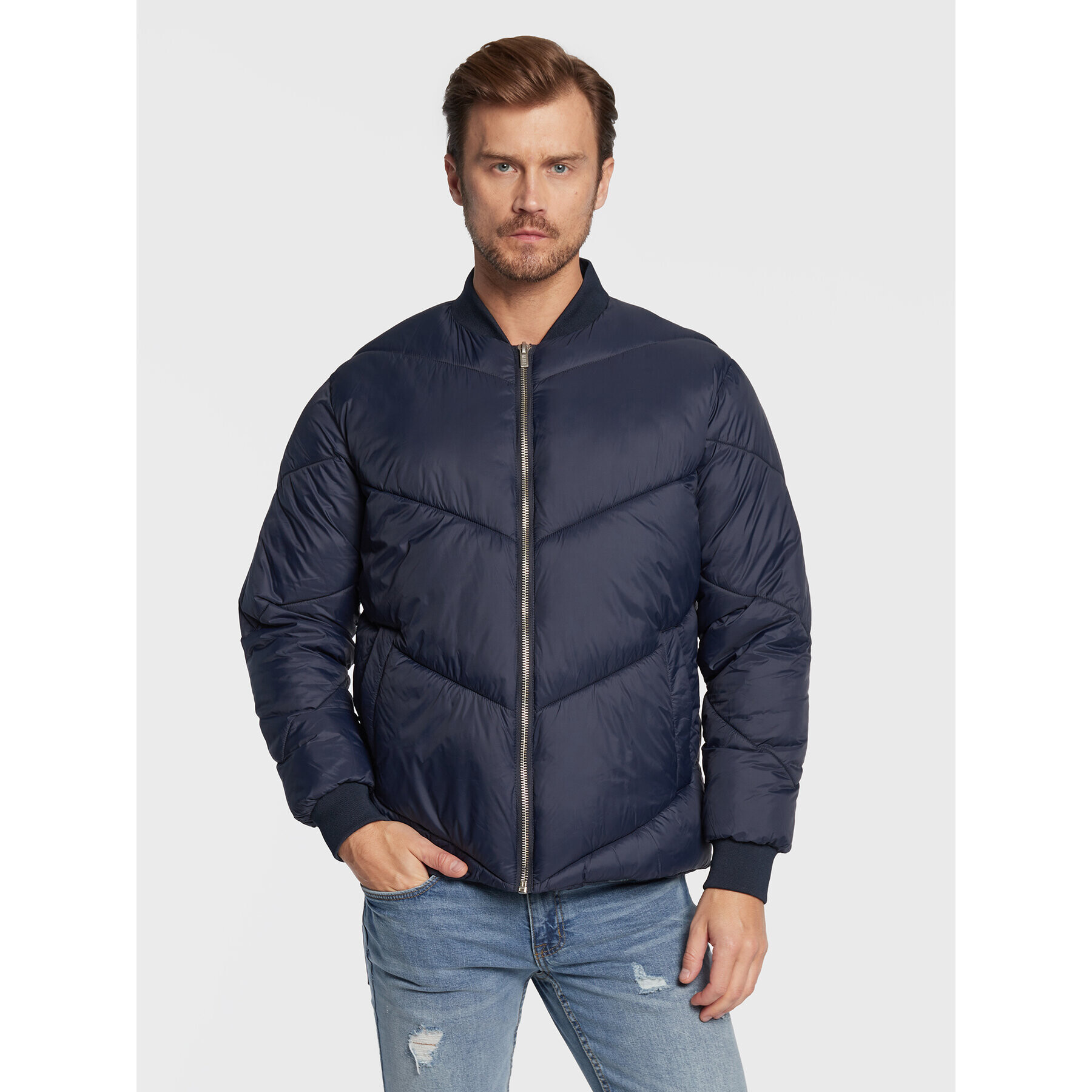 Redefined Rebel Пухено яке Chicago 215096 Тъмносин Regular Fit - Pepit.bg
