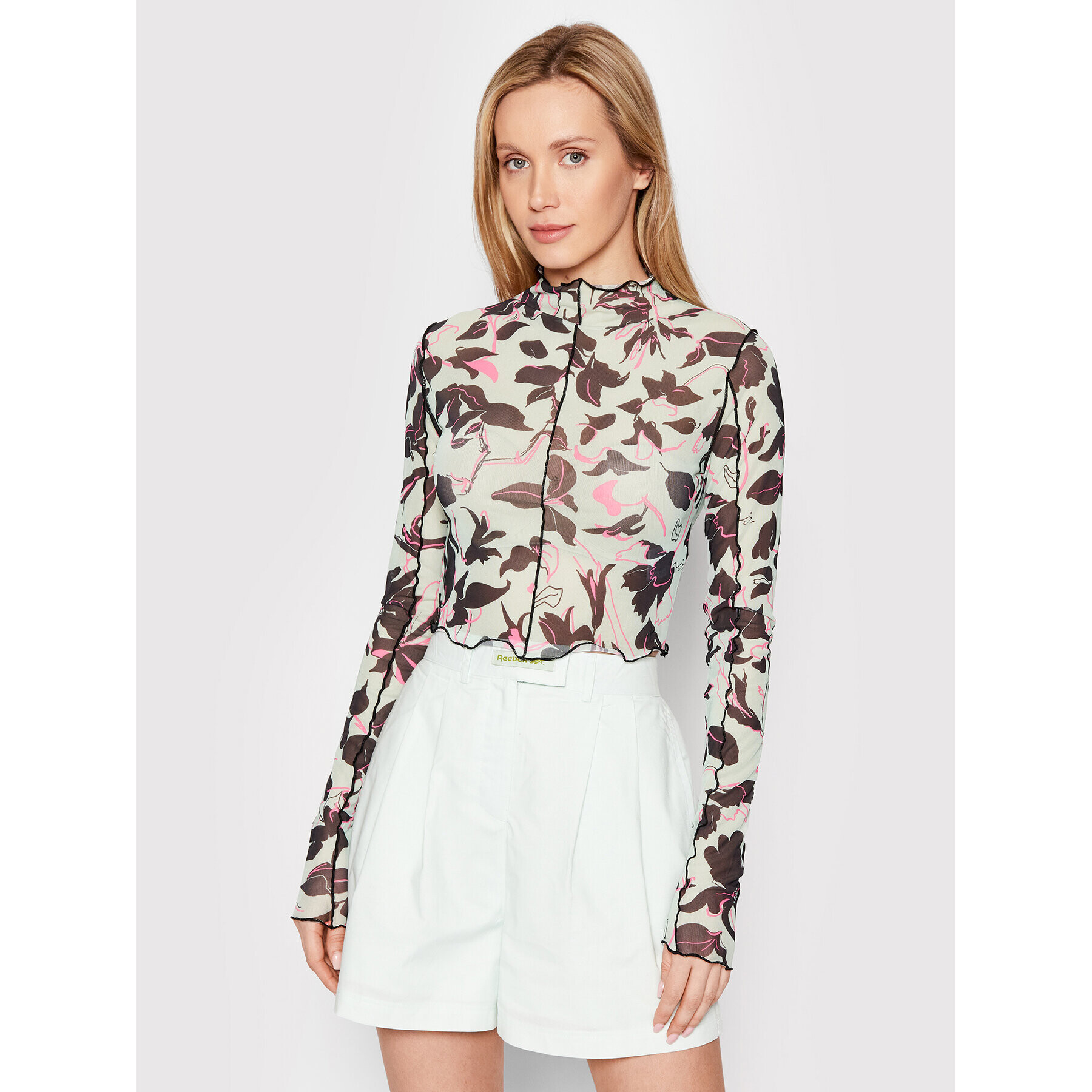 Reebok Блуза Classics Flourishing Mesh HB8628 Зелен Slim Fit - Pepit.bg
