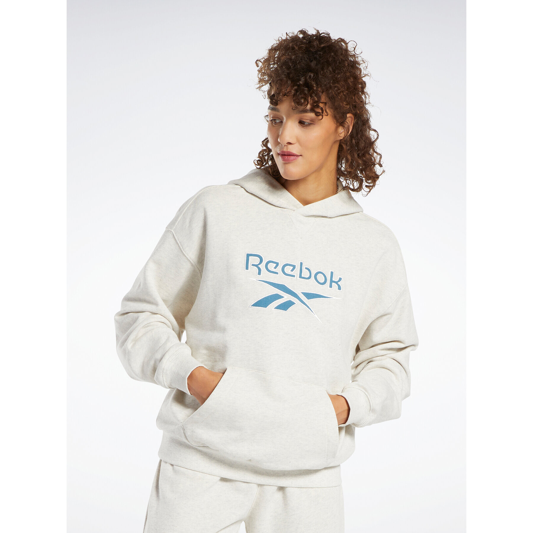 Reebok Суитшърт Archive Classics Big Logo Fleece IC8095 Сив Oversize - Pepit.bg