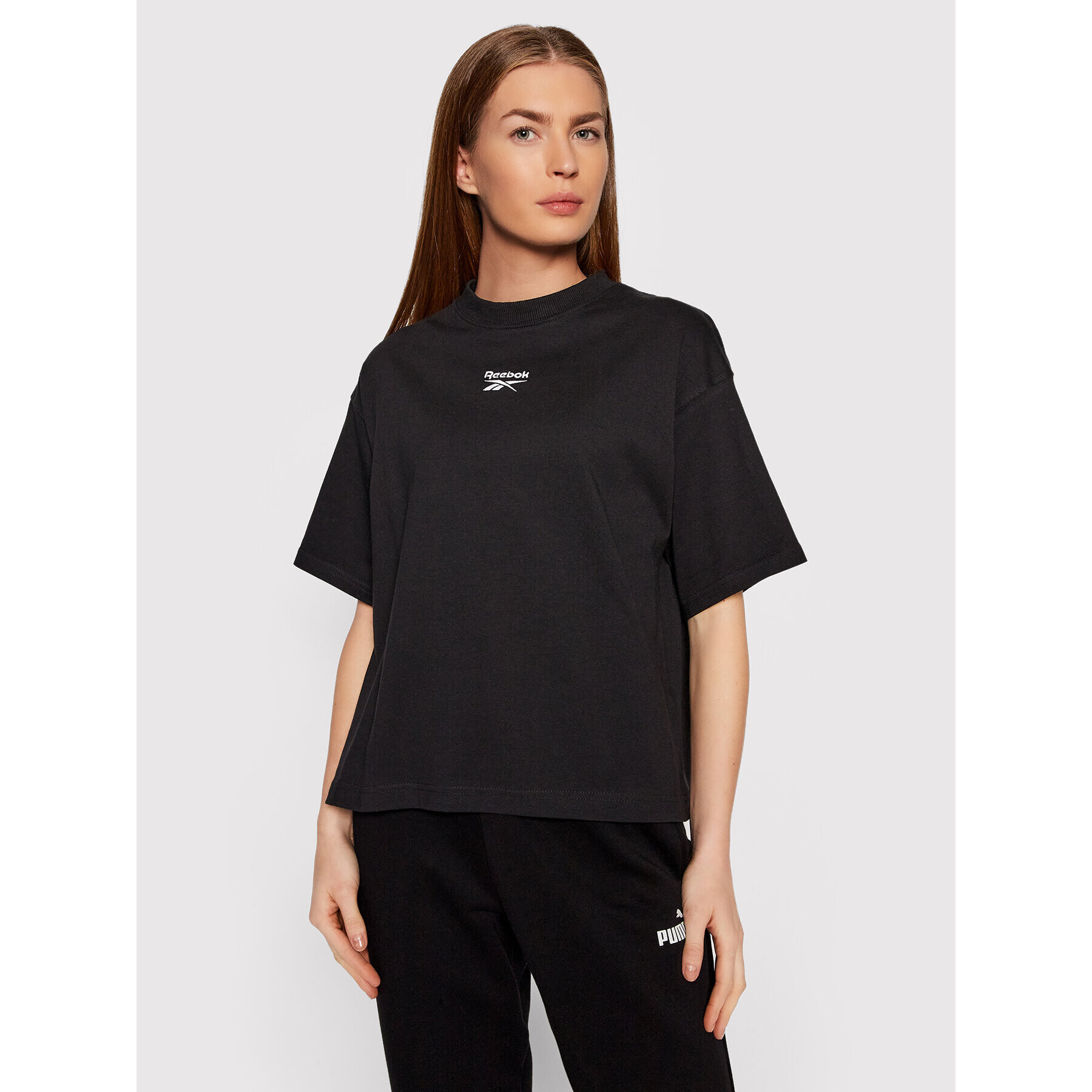 Reebok Тишърт Cl Pf Sm HB8634 Черен Oversize - Pepit.bg