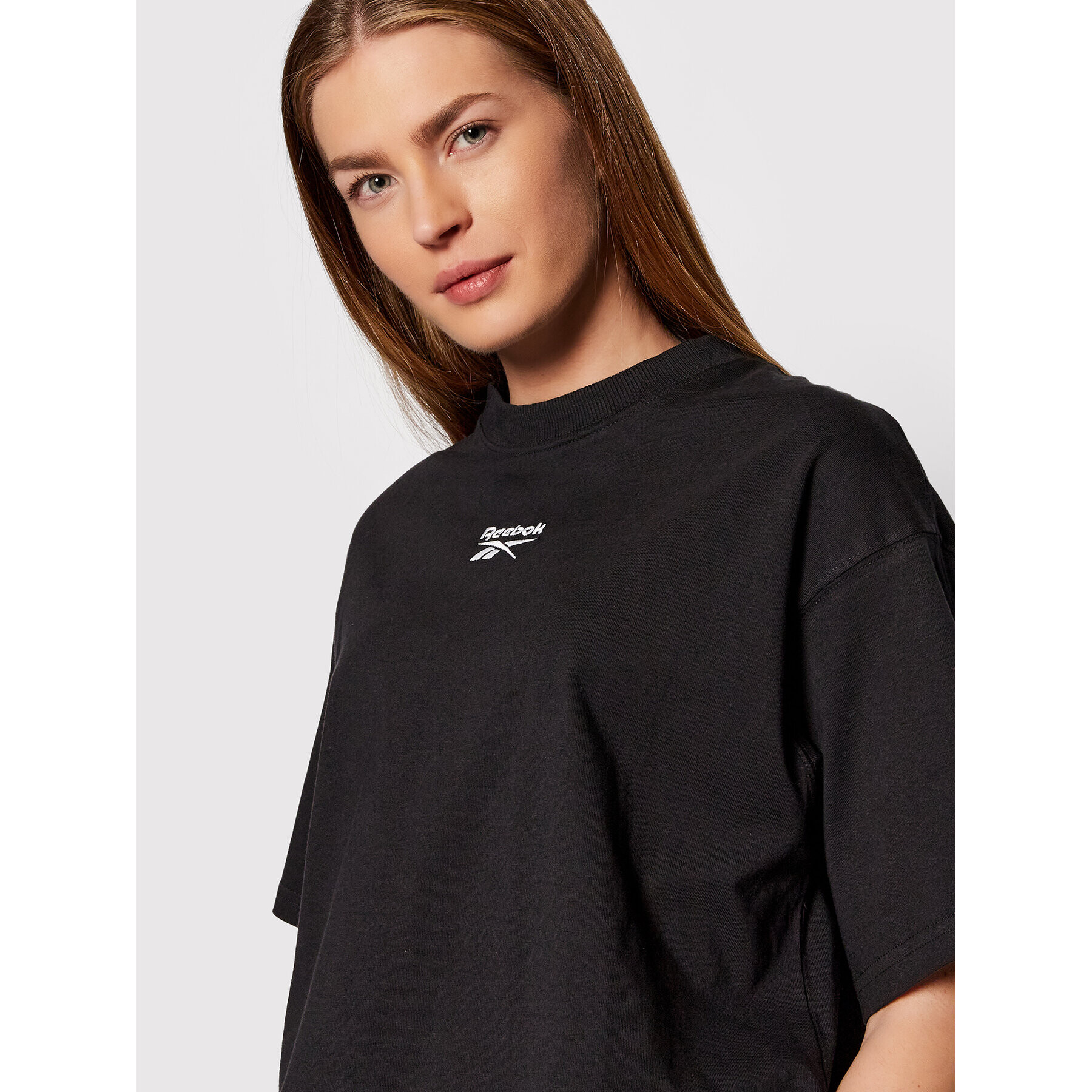 Reebok Тишърт Cl Pf Sm HB8634 Черен Oversize - Pepit.bg