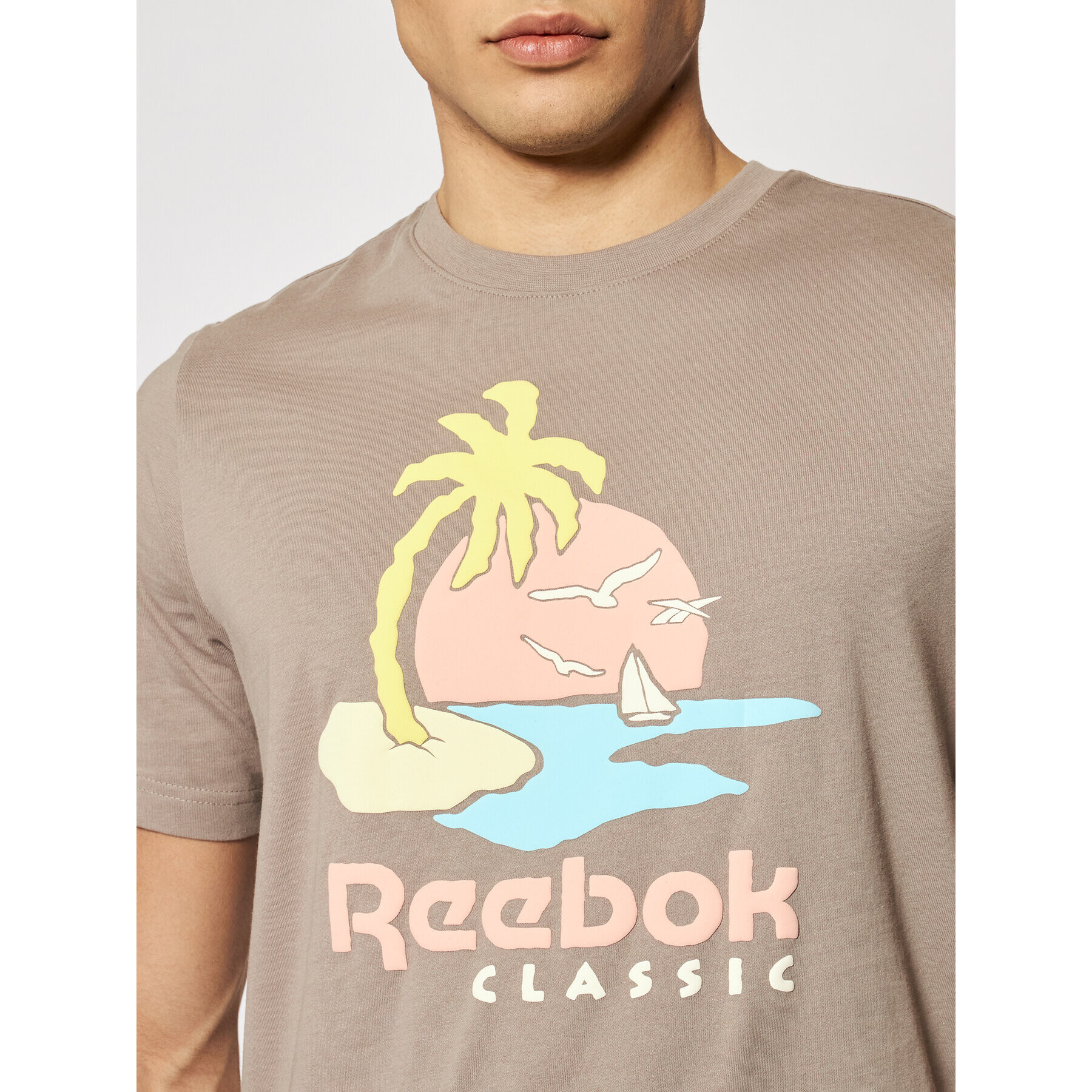 Reebok Тишърт Unisex Classics Graphic GN3672 Бежов Regular Fit - Pepit.bg