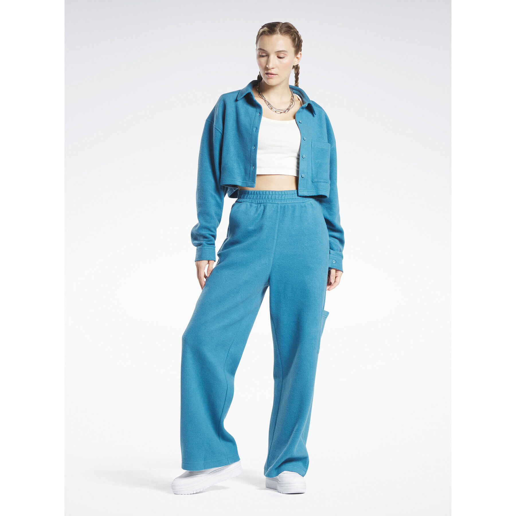Reebok Долнище анцуг Classics Reverse Fleece Wide Leg Joggers HS0385 Син - Pepit.bg
