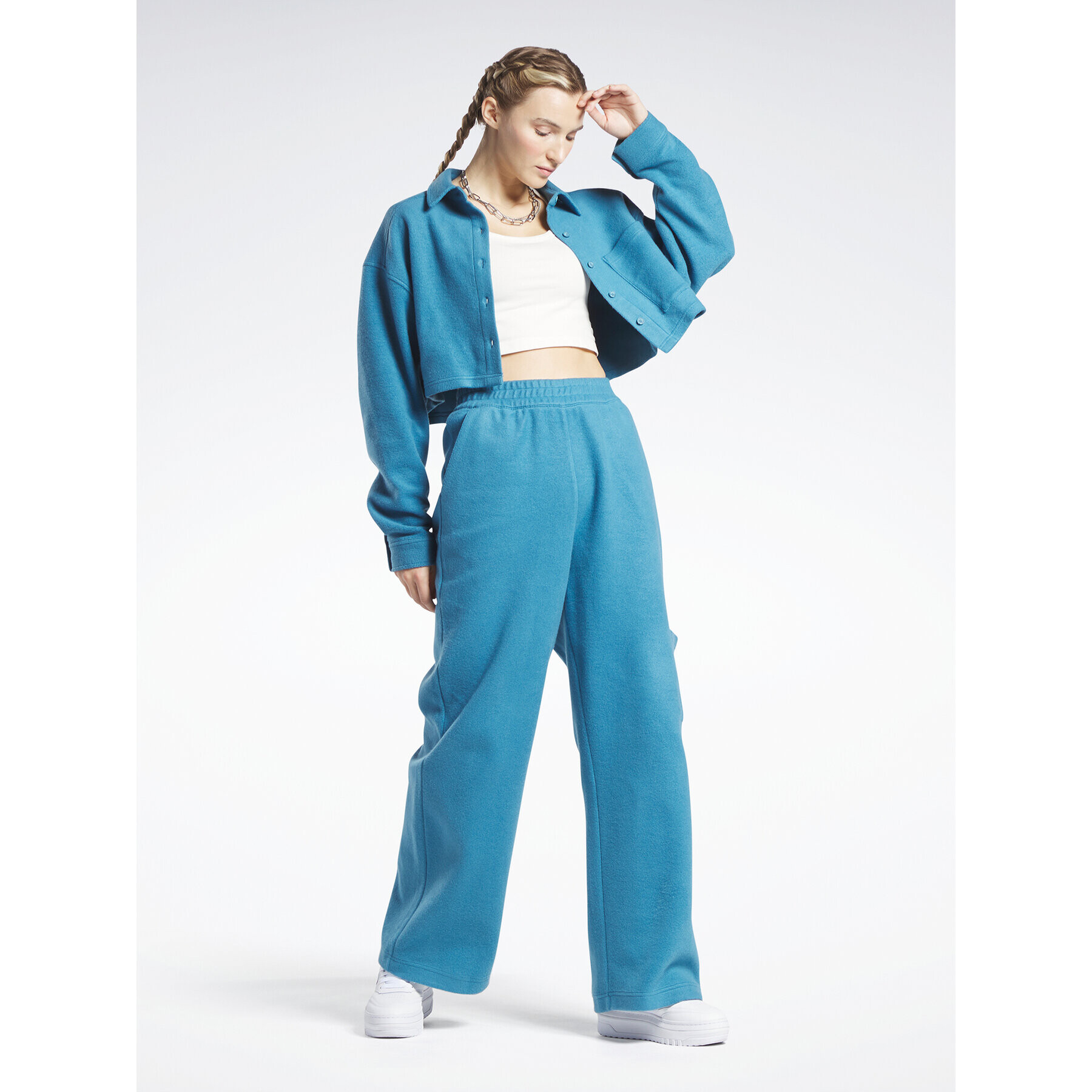 Reebok Долнище анцуг Classics Reverse Fleece Wide Leg Joggers HS0385 Син - Pepit.bg