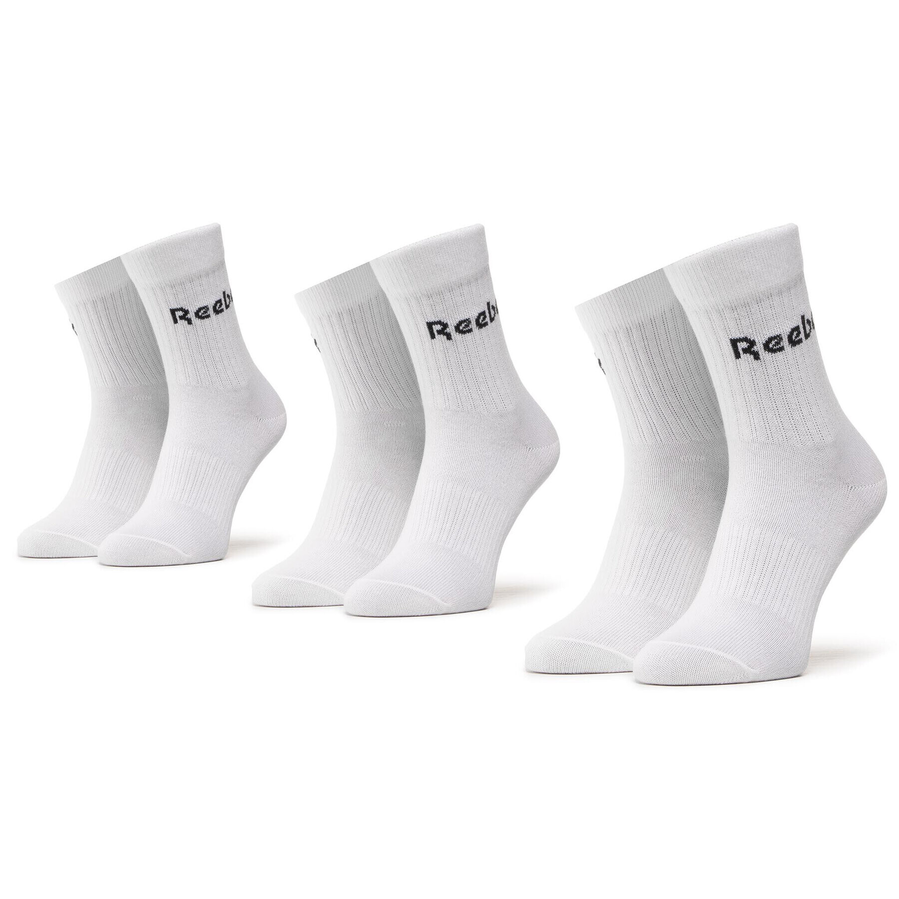 Reebok Комплект 3 чифта дълги чорапи мъжки Act Core Mid Crew Sock 3P GH0332 Бял - Pepit.bg