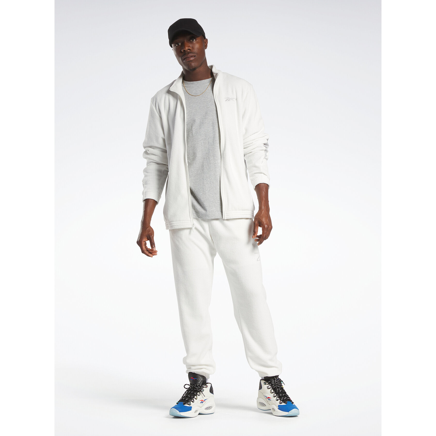 Reebok Суитшърт Basketball Court Top Track Top IA2425 Бял Regular Fit - Pepit.bg