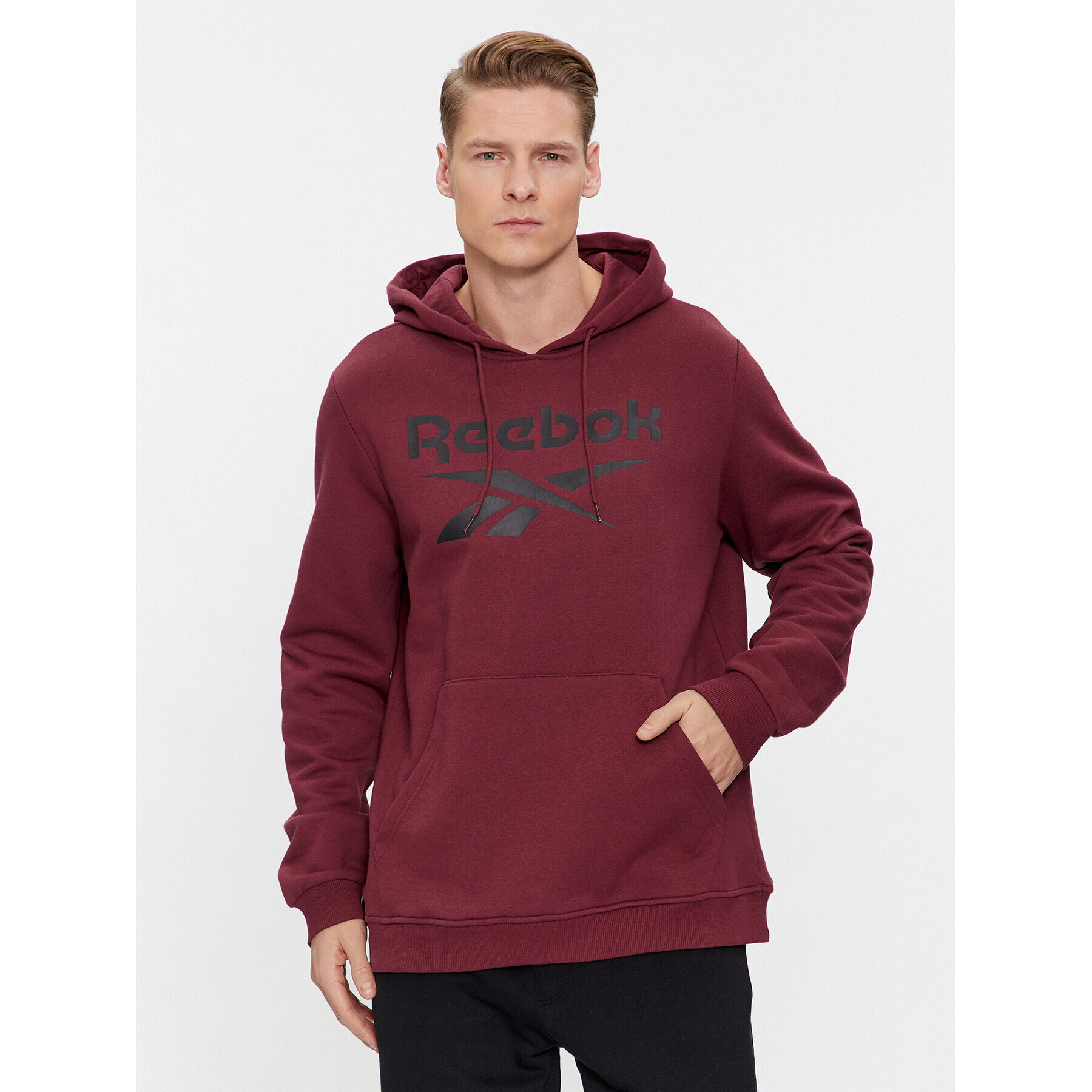 Reebok Суитшърт Identity Fleece Stacked Logo Pullover Hoodie IM3955 Червен - Pepit.bg