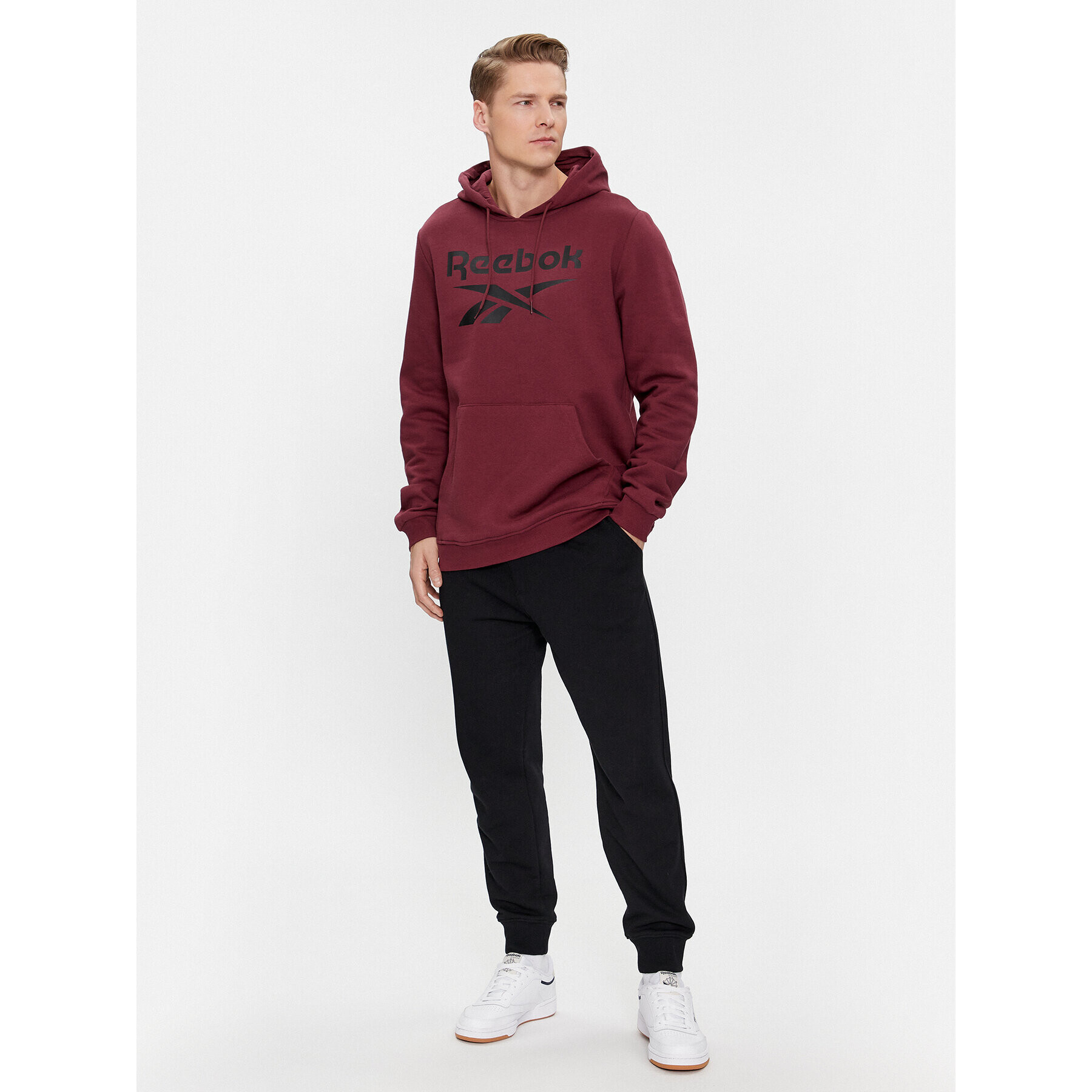 Reebok Суитшърт Identity Fleece Stacked Logo Pullover Hoodie IM3955 Червен - Pepit.bg