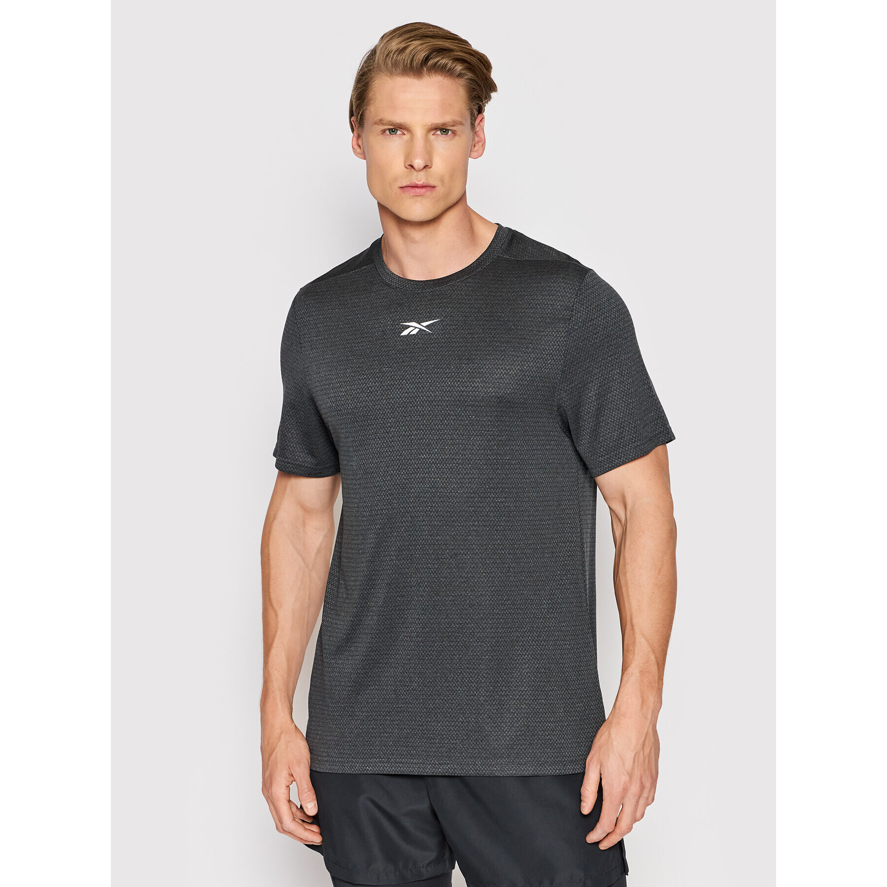 Reebok Тениска от техническо трико Workout Ready H46641 Сив Regular Fit - Pepit.bg