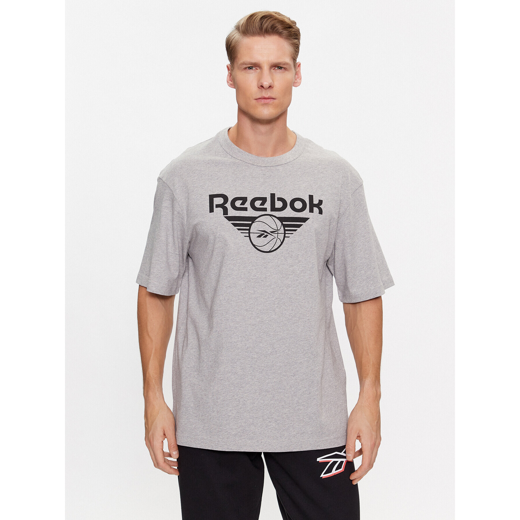 Reebok Тишърт Basketball IL4423 Сив Regular Fit - Pepit.bg