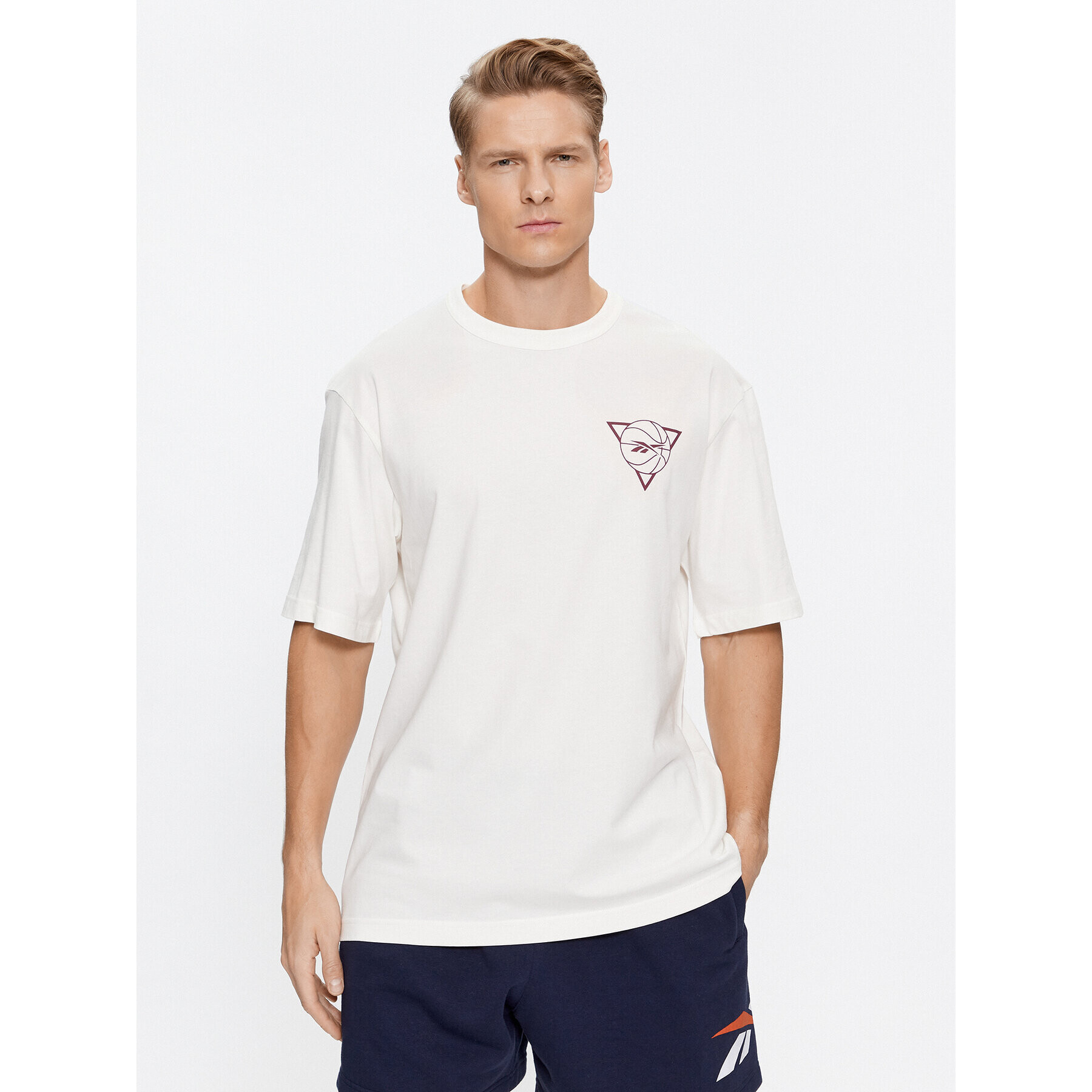 Reebok Тишърт Basketball IL4428 Бял Regular Fit - Pepit.bg