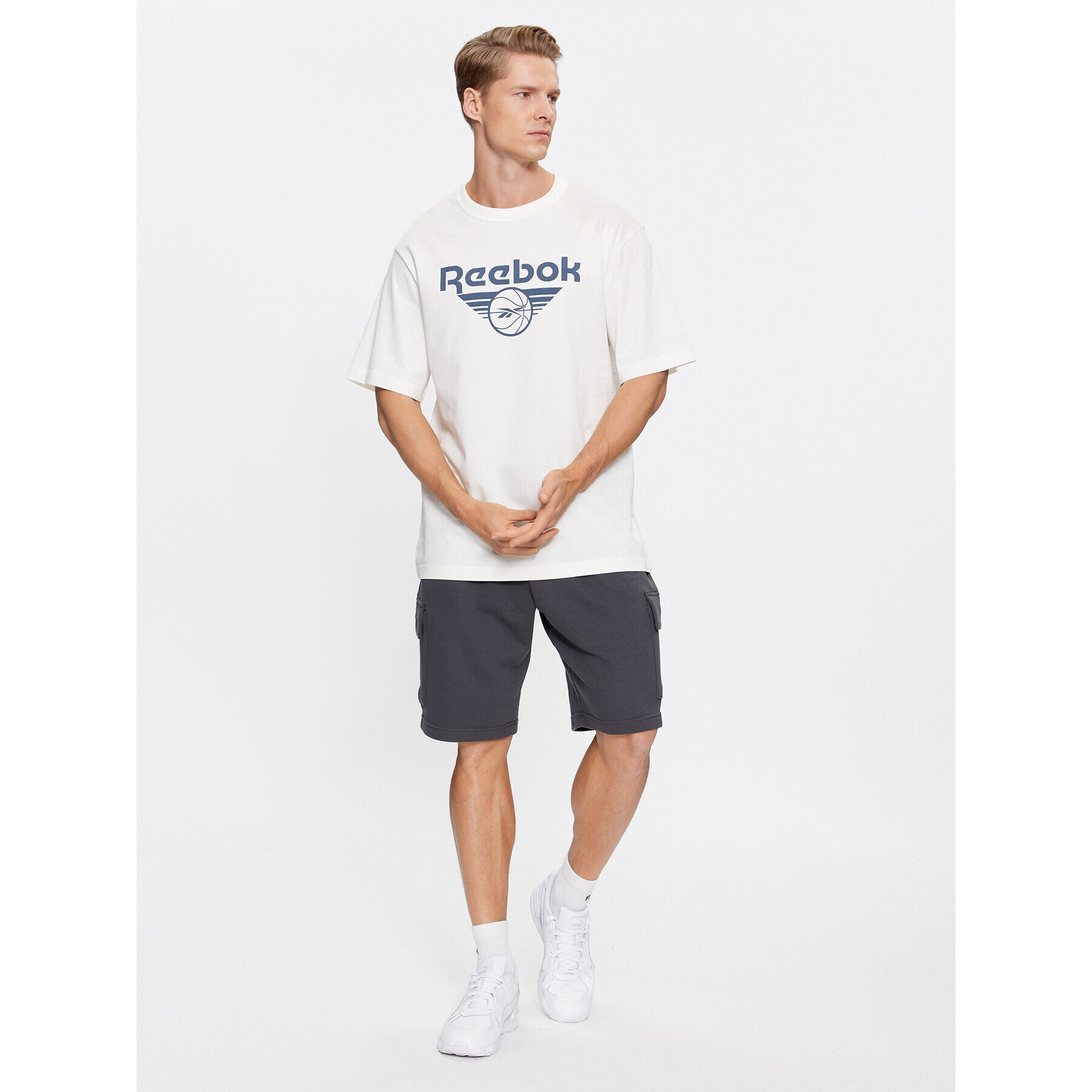 Reebok Тишърт Basketball IL4435 Бял Regular Fit - Pepit.bg