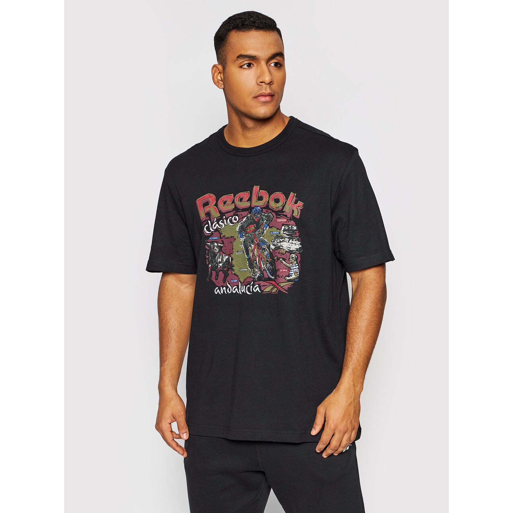 Reebok Тишърт Destination HB1194 Черен Oversize - Pepit.bg