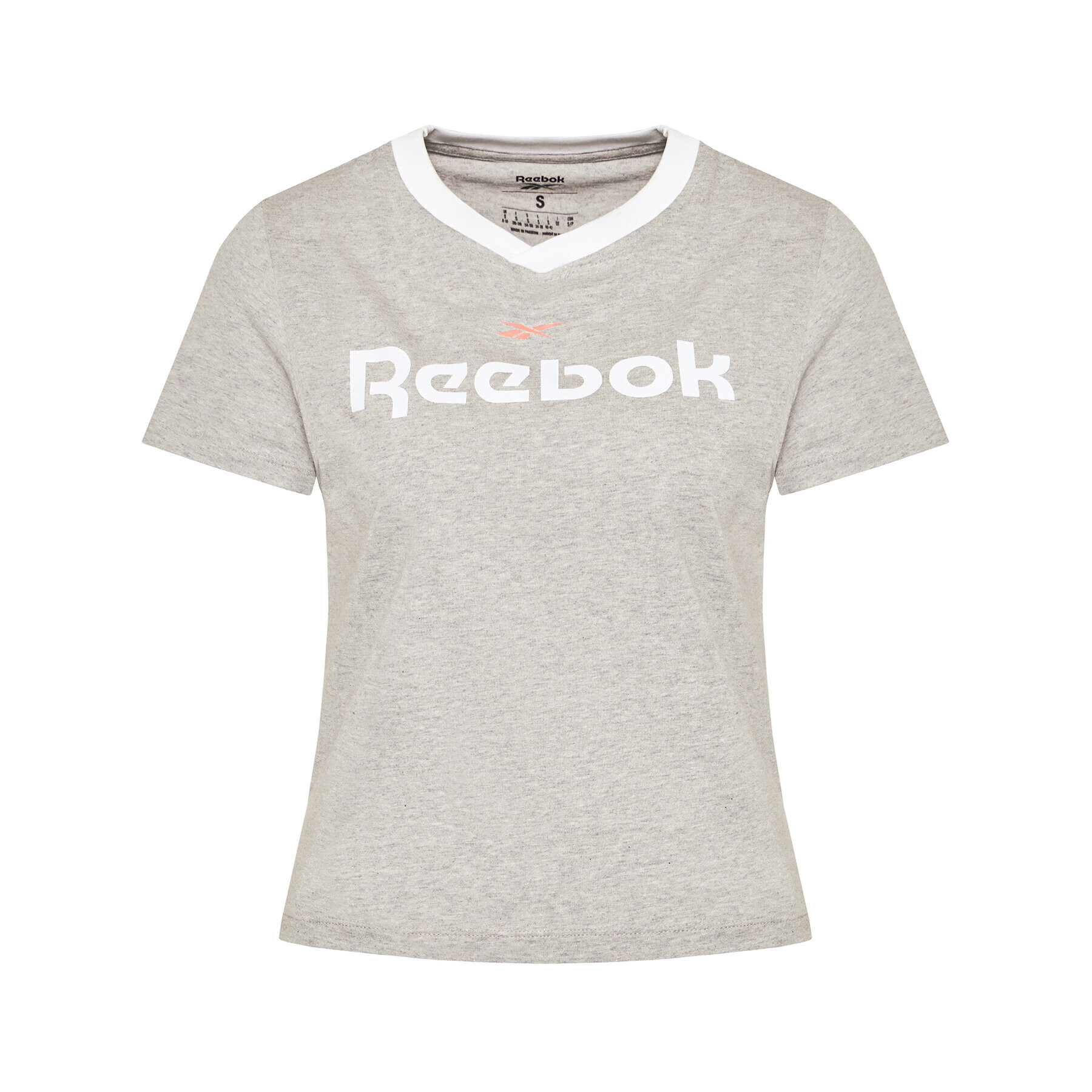 Reebok Тишърт Linear Logo GN5418 Сив Slim Fit - Pepit.bg