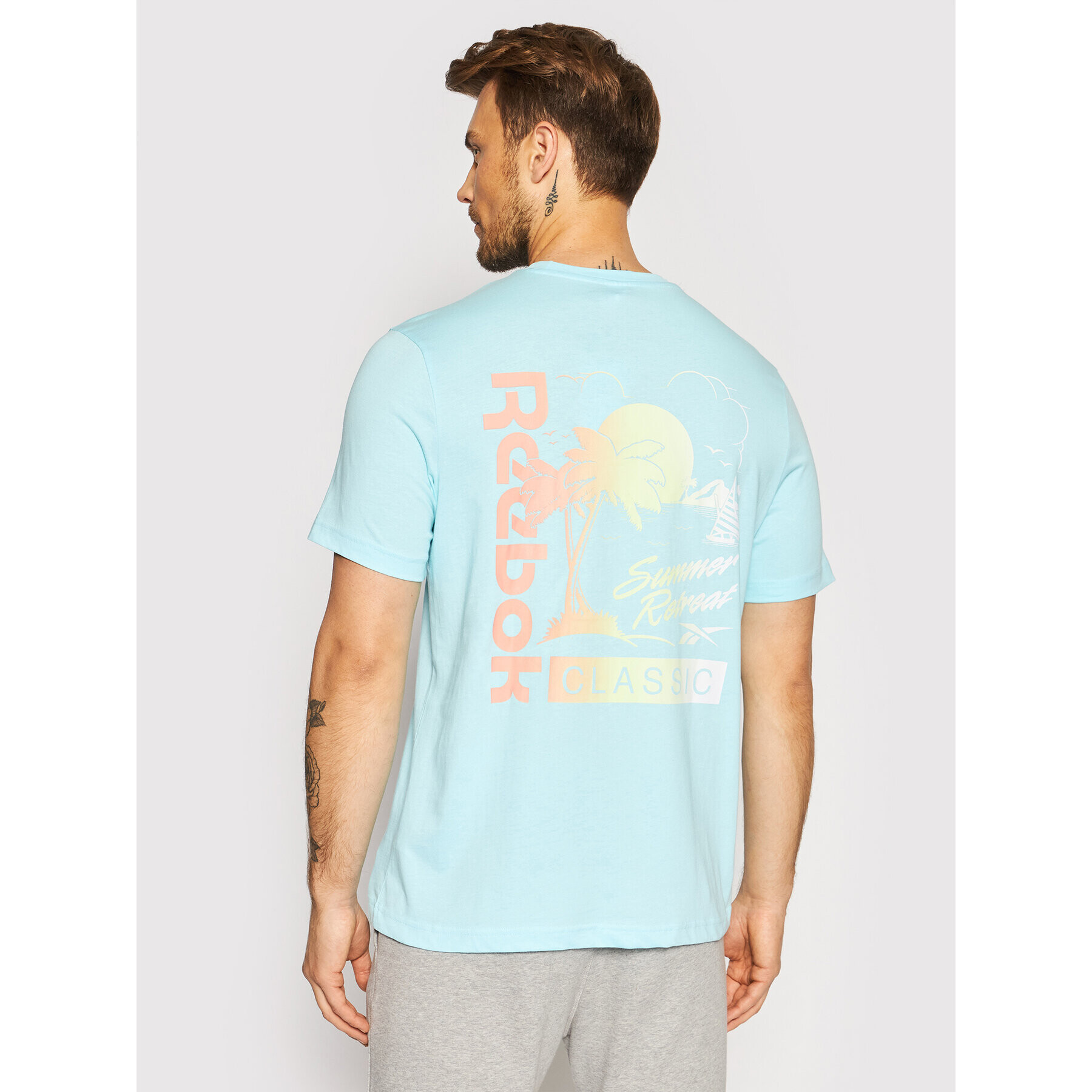 Reebok Тишърт Unisex Backgraphic GN3757 Син Regular Fit - Pepit.bg