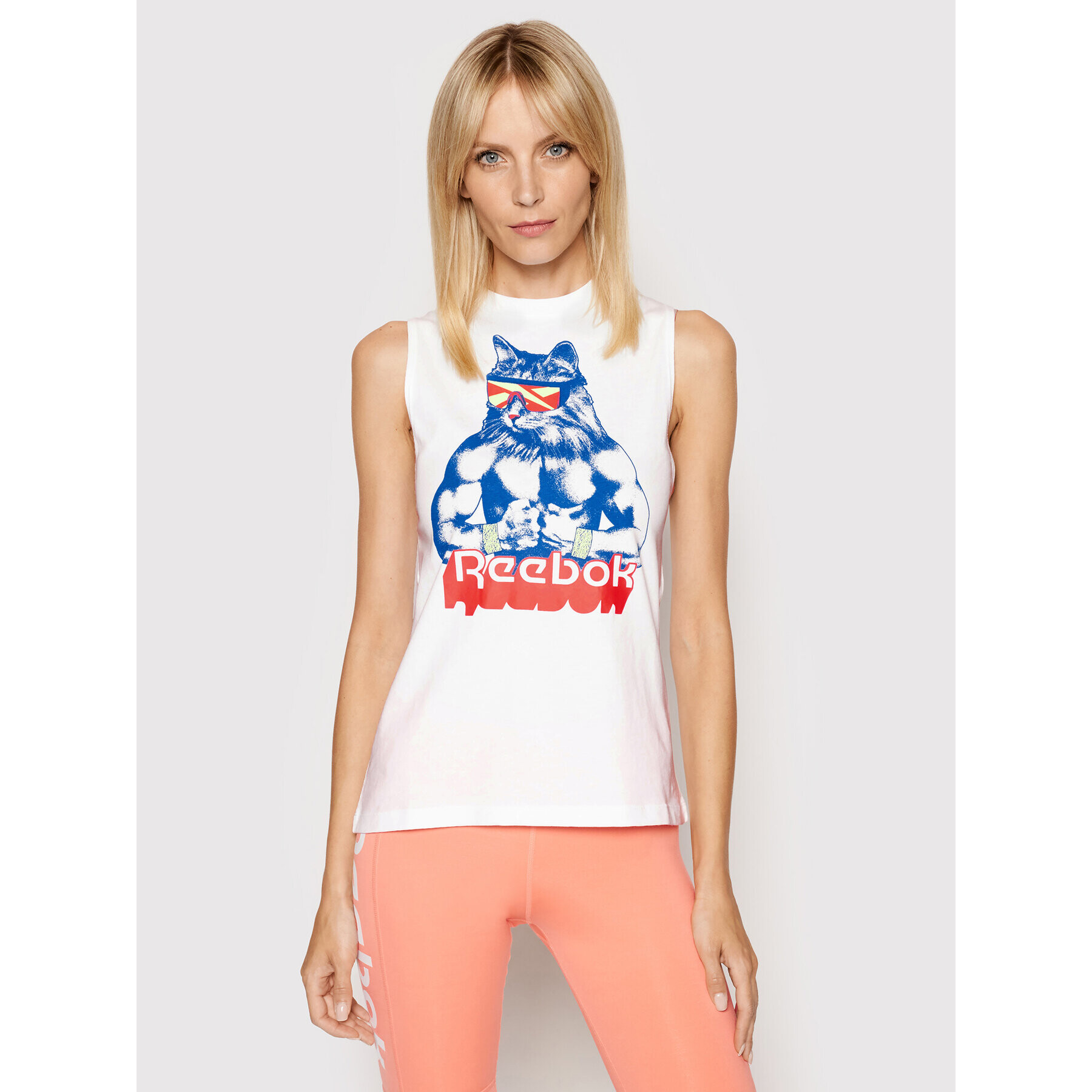 Reebok топ Gritty Kitty GH6870 Бял Regular Fit - Pepit.bg