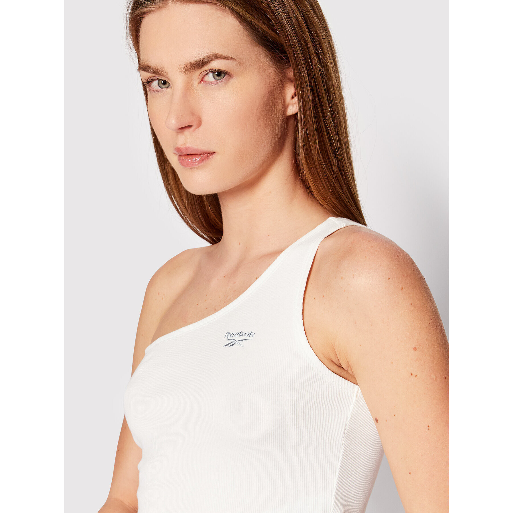 Reebok топ Rib One-Shoulder H58682 Бял Fitted Fit - Pepit.bg