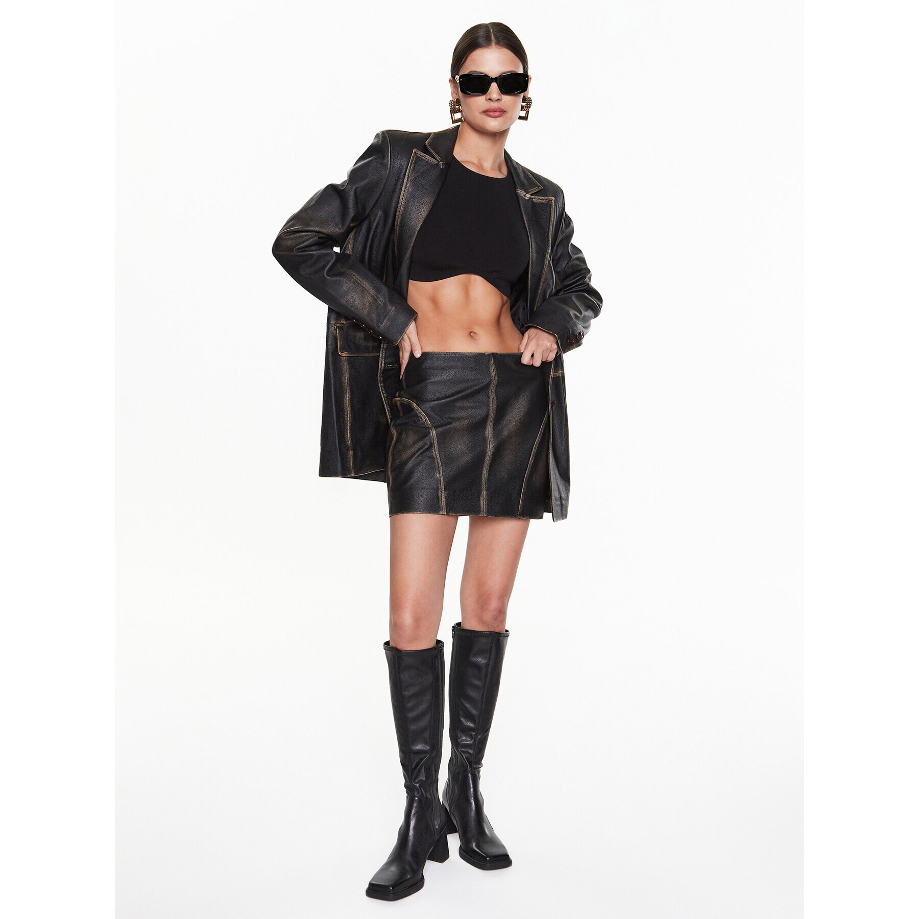Remain Кожена пола Washed Leather RM2243 Кафяв Regular Fit - Pepit.bg