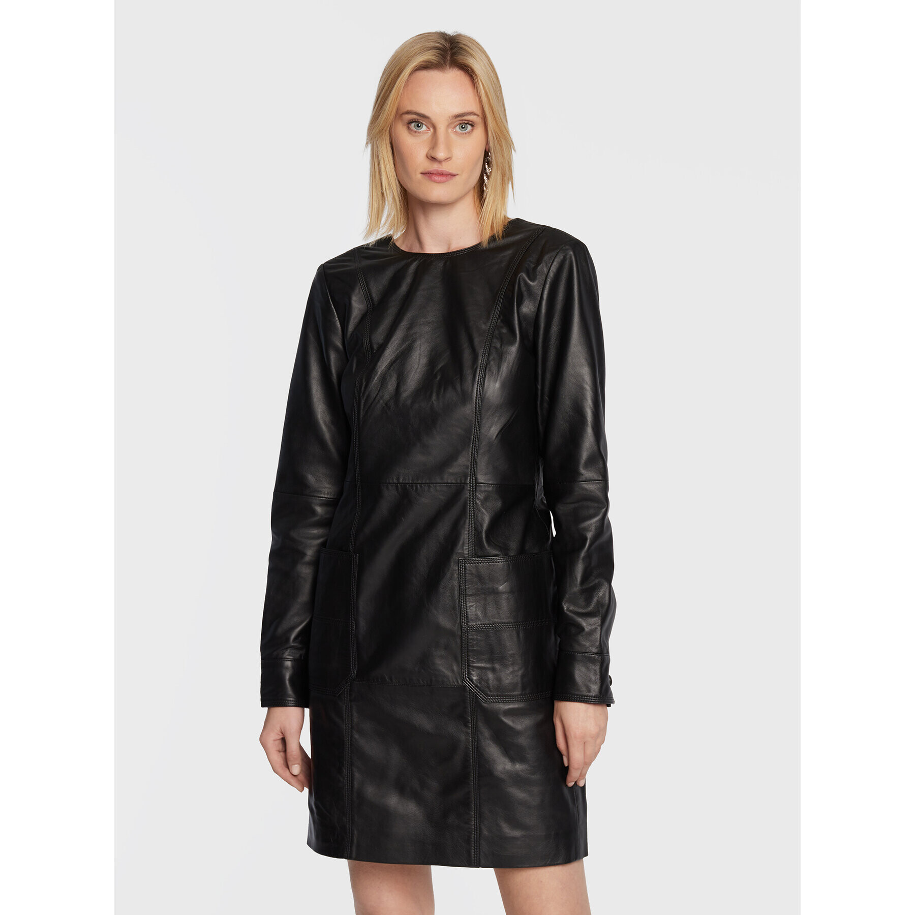 Remain Кожена рокля Hanna RM1824 Черен Regular Fit - Pepit.bg