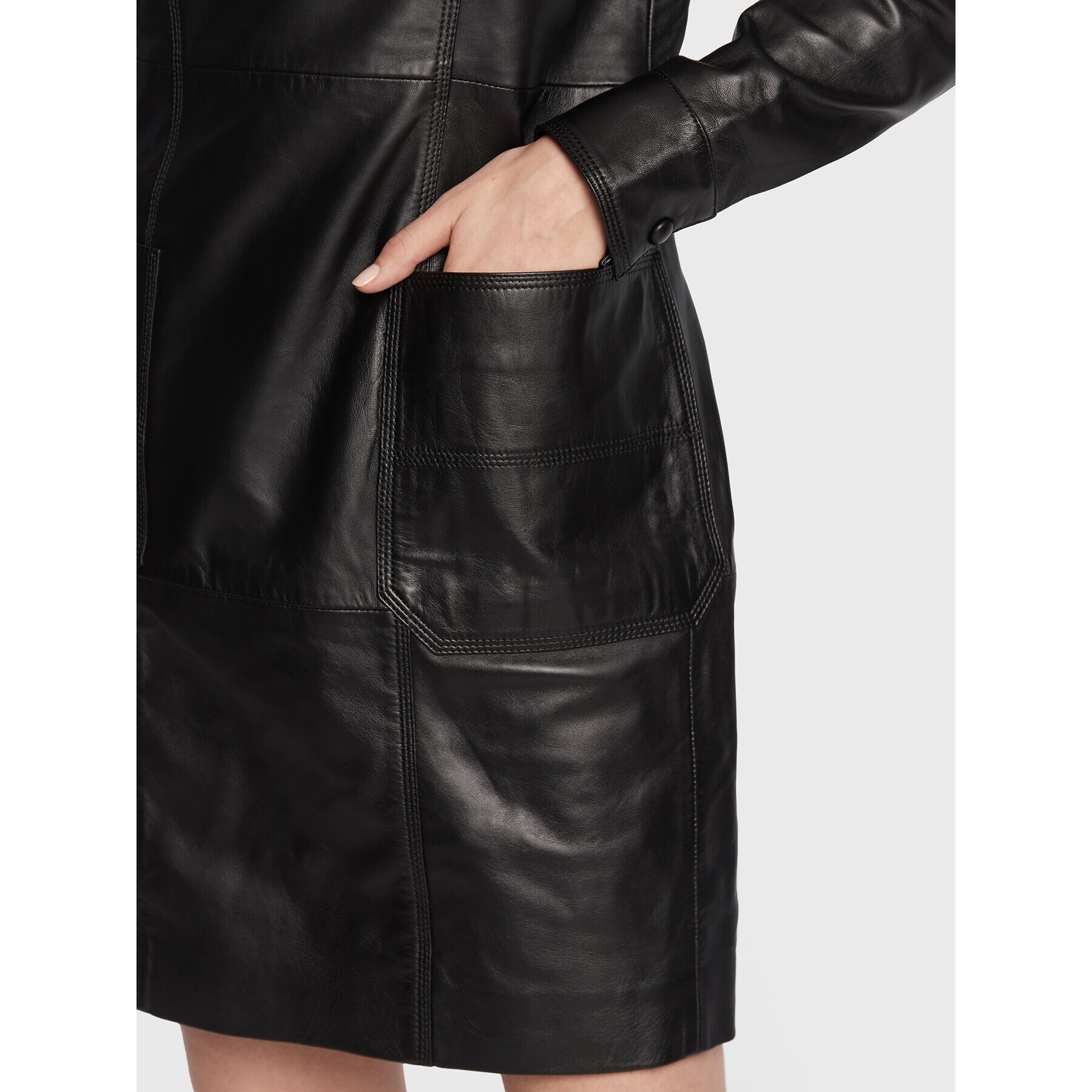 Remain Кожена рокля Hanna RM1824 Черен Regular Fit - Pepit.bg