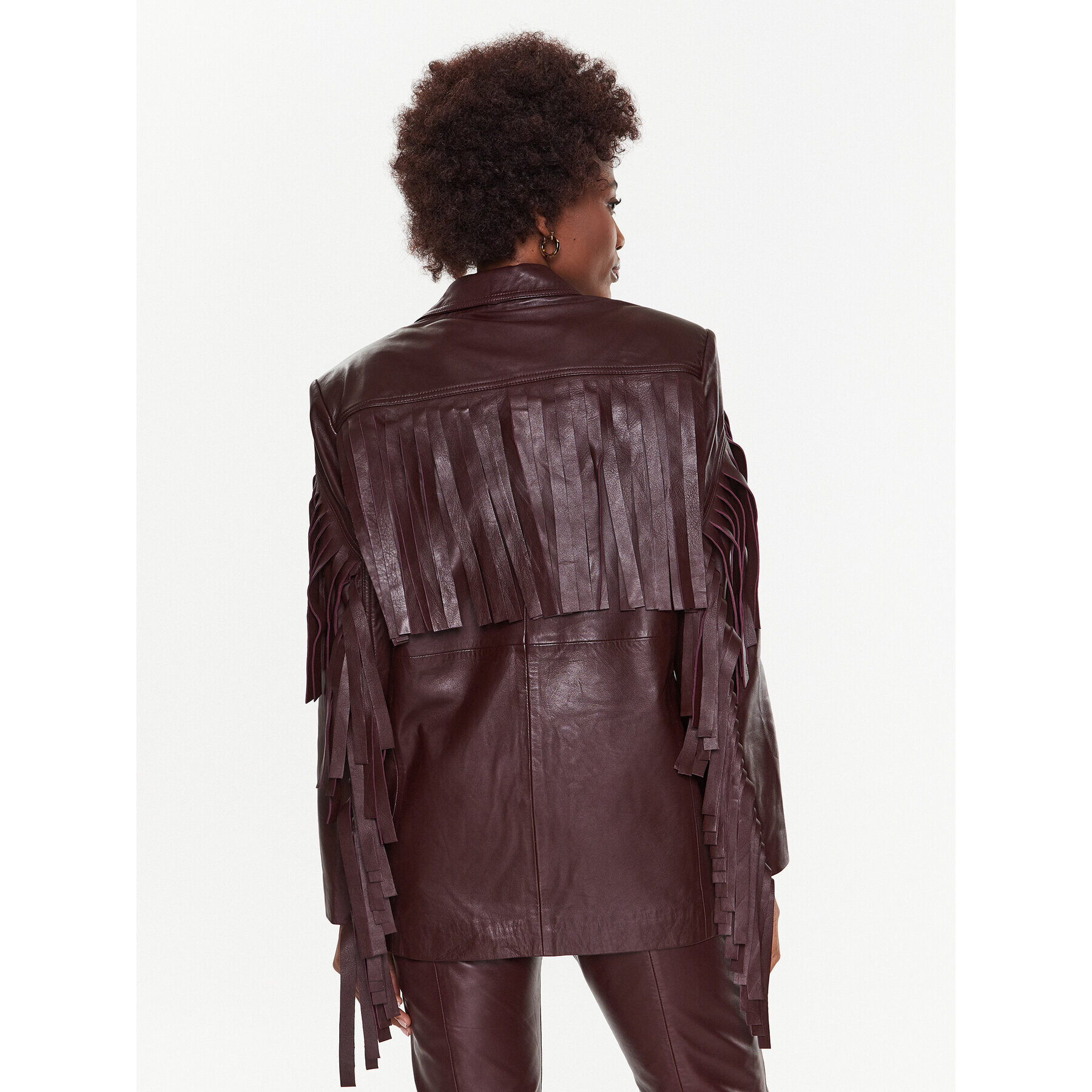 Remain Кожено яке Leather Fringed RM2051 Бордо Regular Fit - Pepit.bg