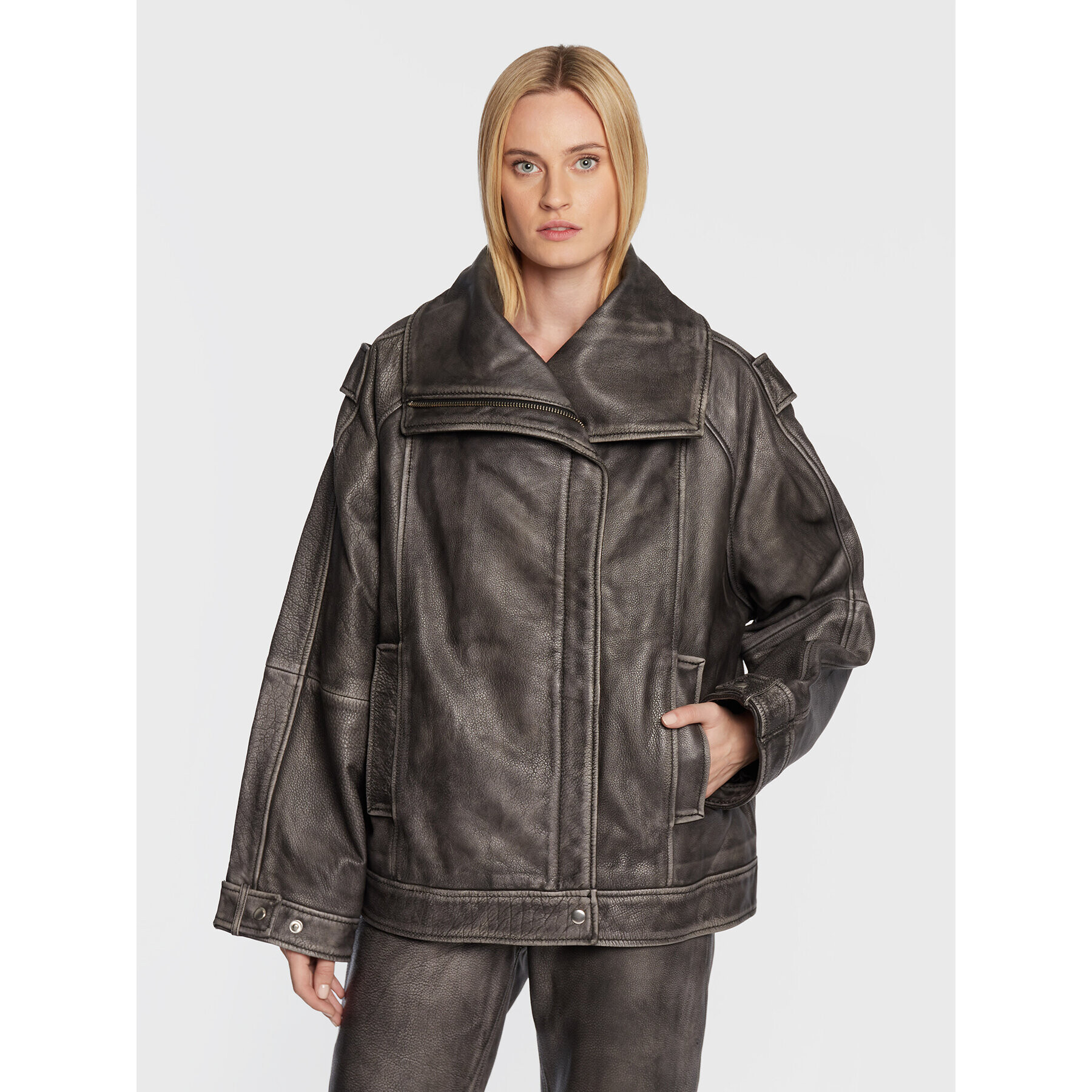 Remain Кожено яке Liw RM1820 Черен Oversize - Pepit.bg