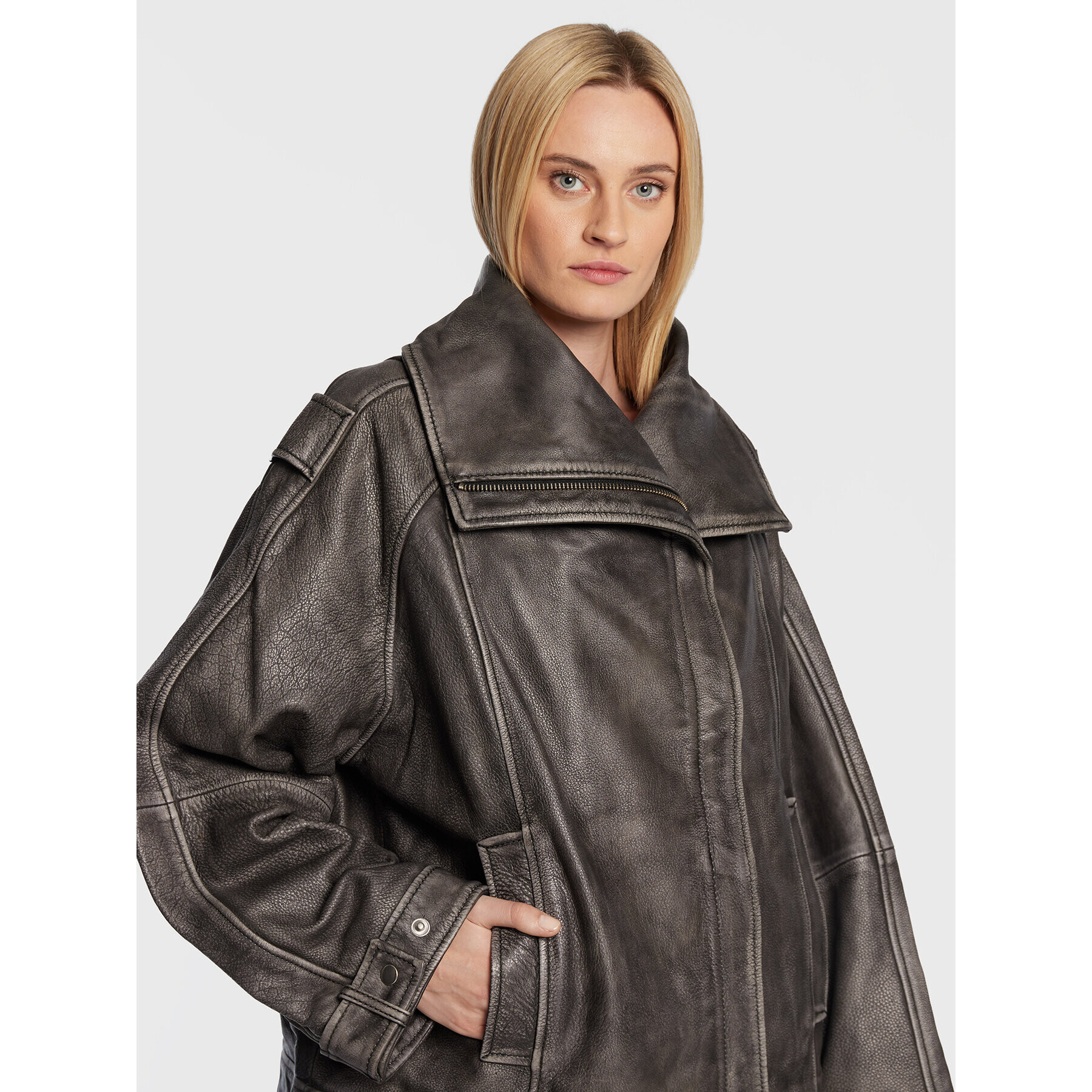 Remain Кожено яке Liw RM1820 Черен Oversize - Pepit.bg