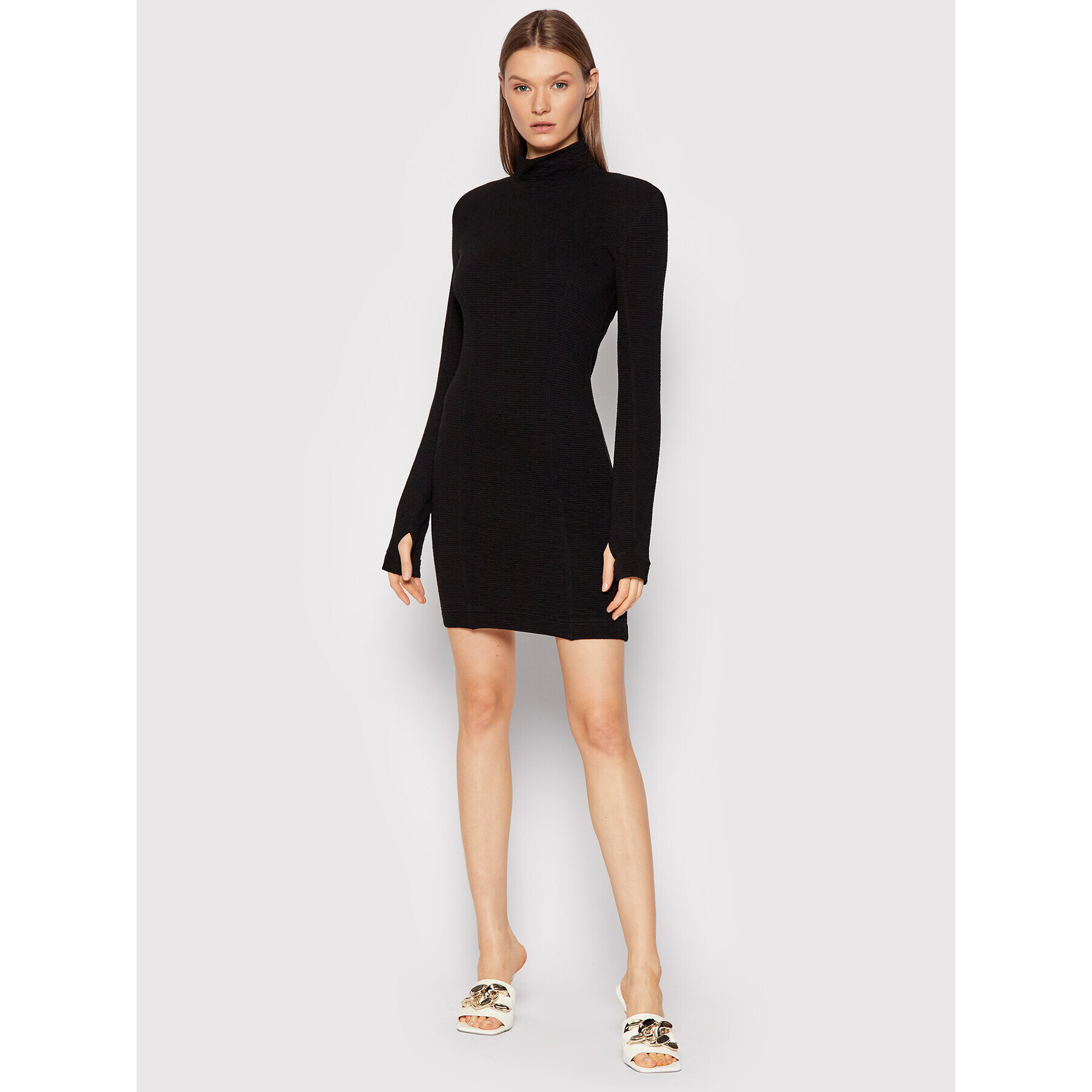 Remain Плетена рокля Lizea RM874 Черен Slim Fit - Pepit.bg