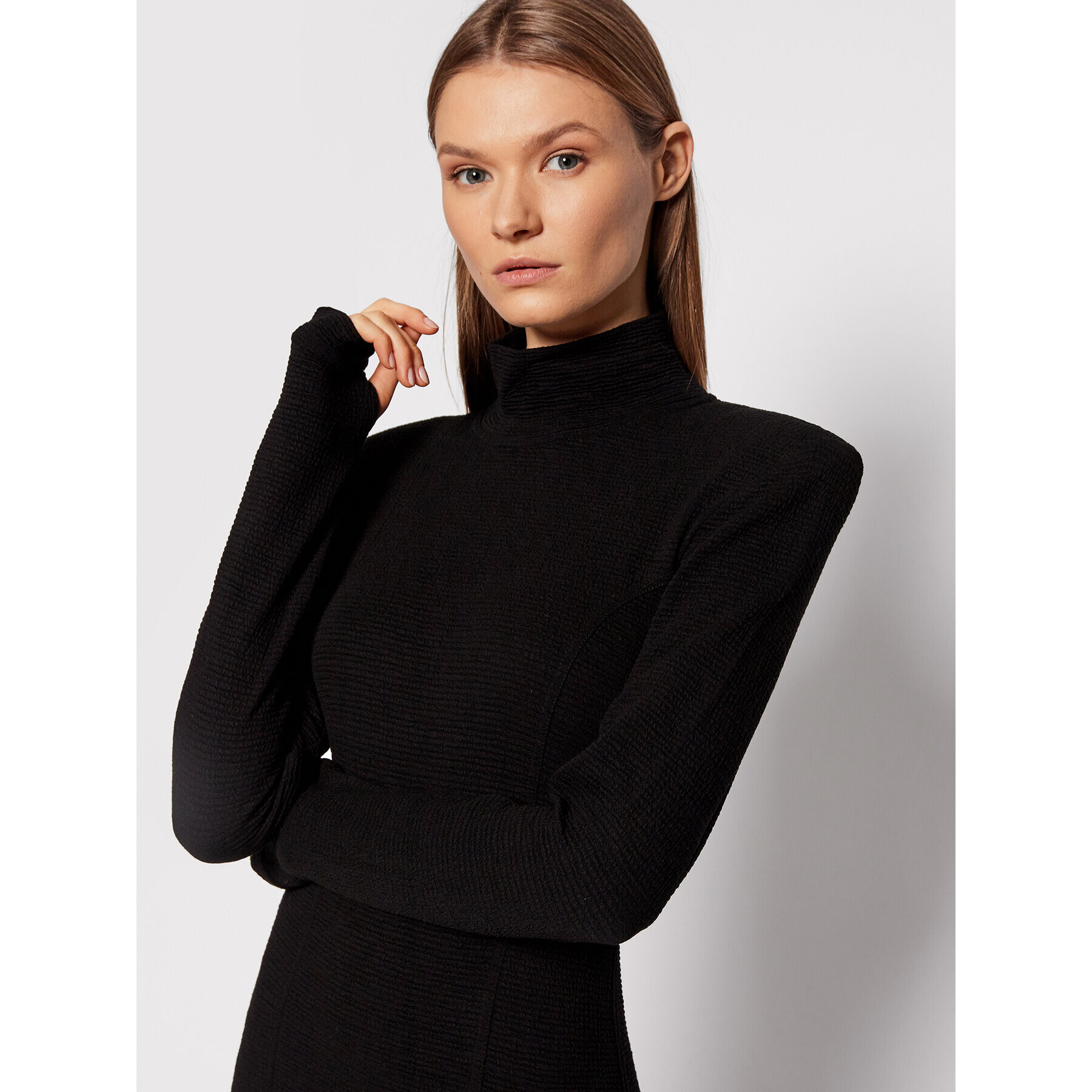 Remain Плетена рокля Lizea RM874 Черен Slim Fit - Pepit.bg