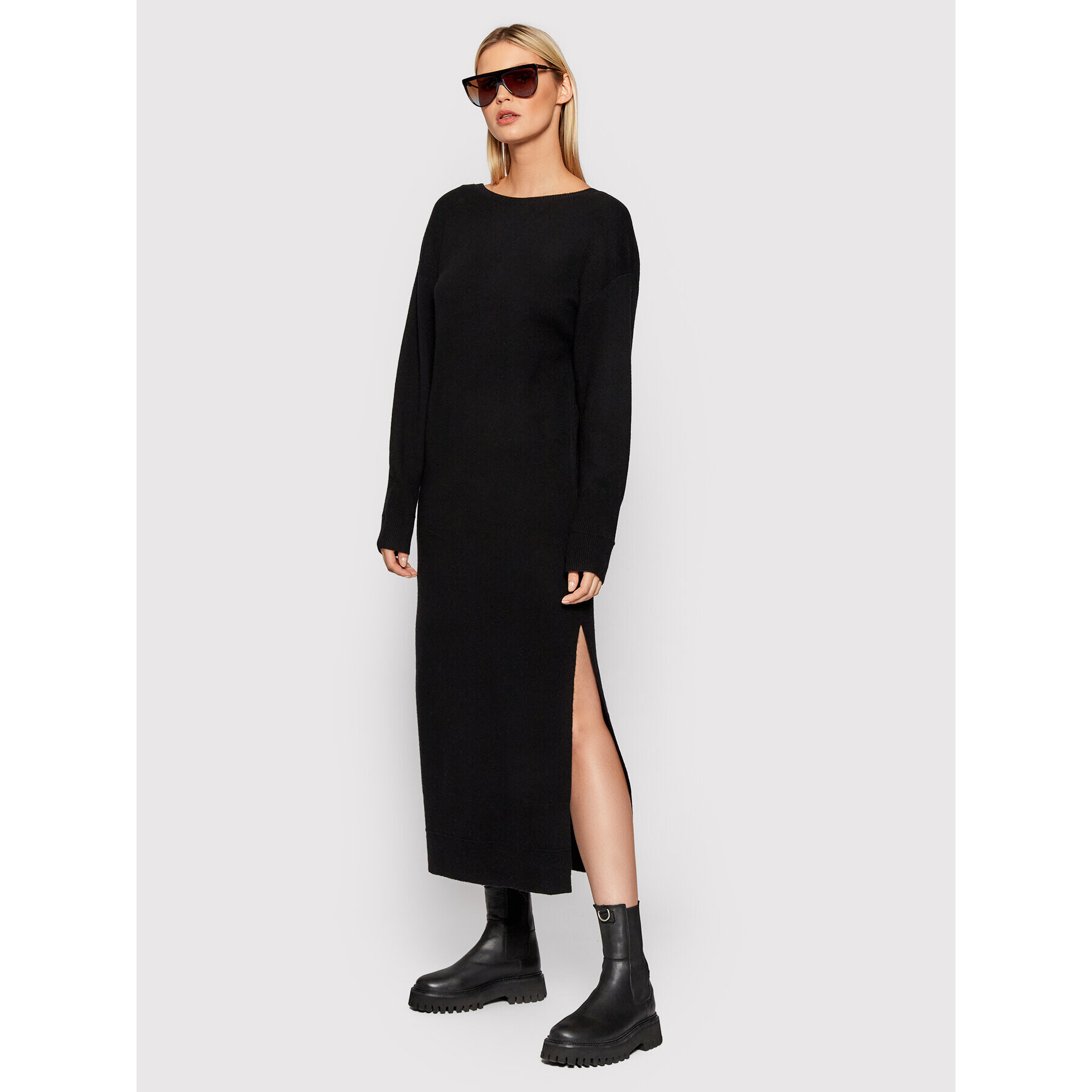 Remain Плетена рокля Nova RM730 Черен Loose Fit - Pepit.bg