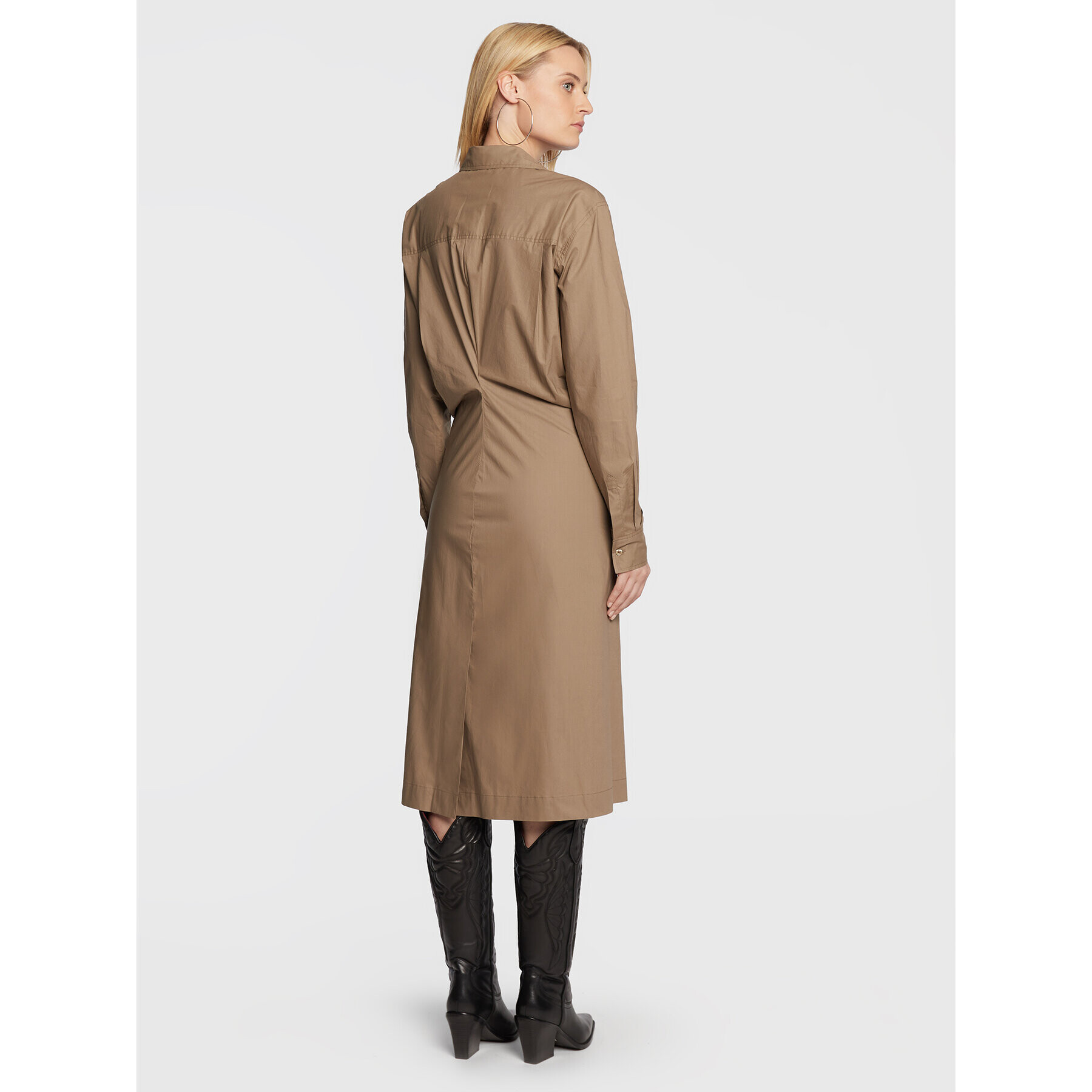 Remain Рокля тип риза Crispy Poplin RM1782 Бежов Regular Fit - Pepit.bg