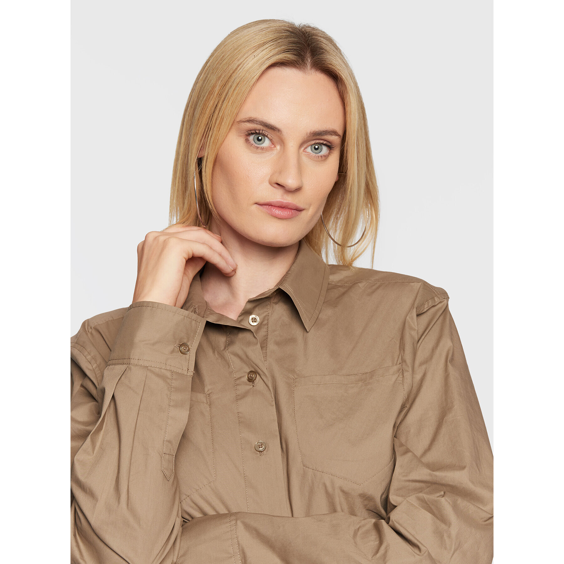Remain Рокля тип риза Crispy Poplin RM1782 Бежов Regular Fit - Pepit.bg
