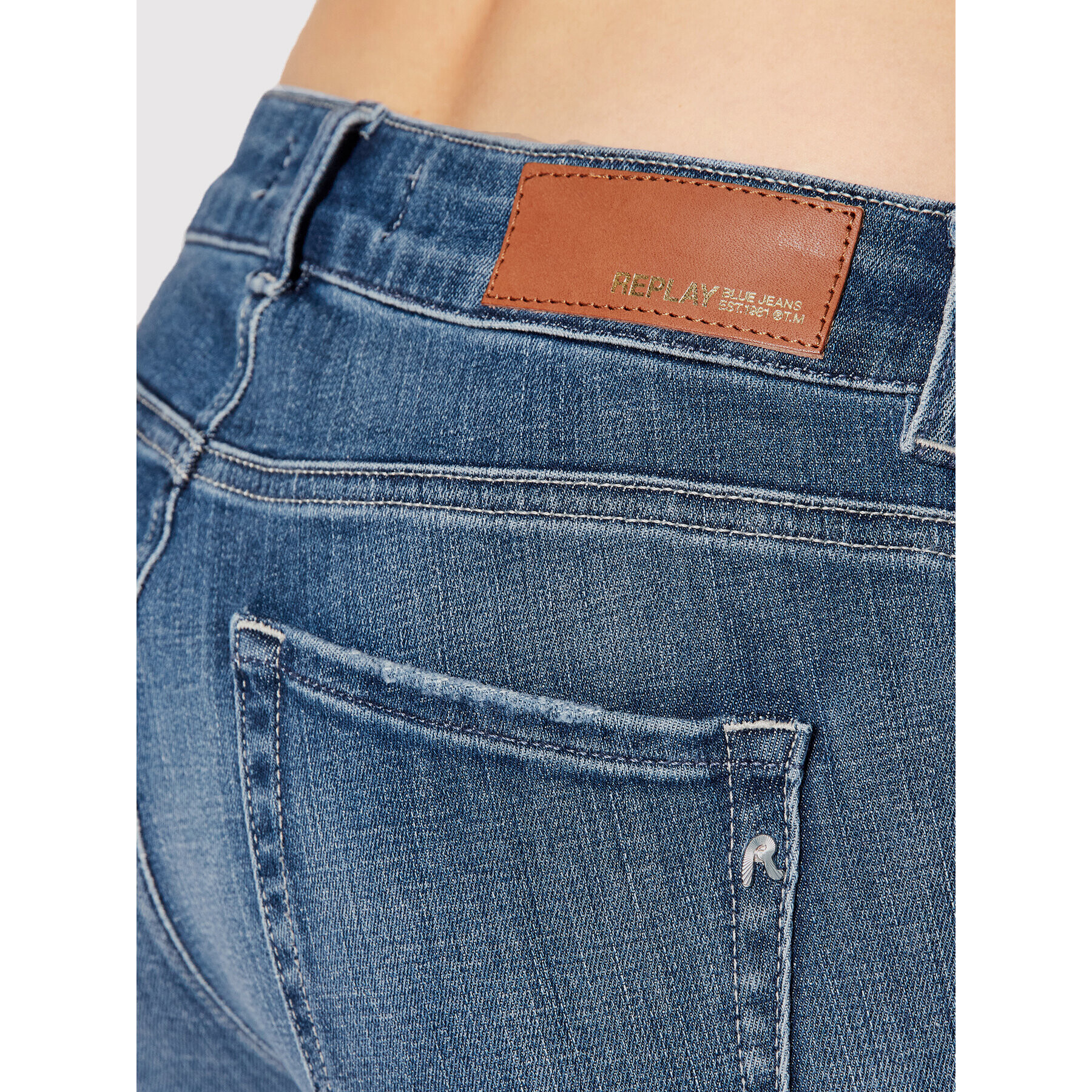 Replay Дънки WC429.000.026 Тъмносин Cropp Fit - Pepit.bg