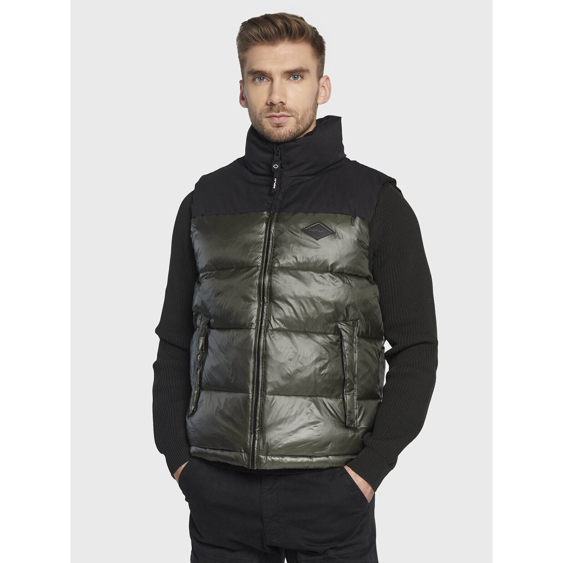 Replay Елек M8186A.000.84174 Зелен Regular Fit - Pepit.bg