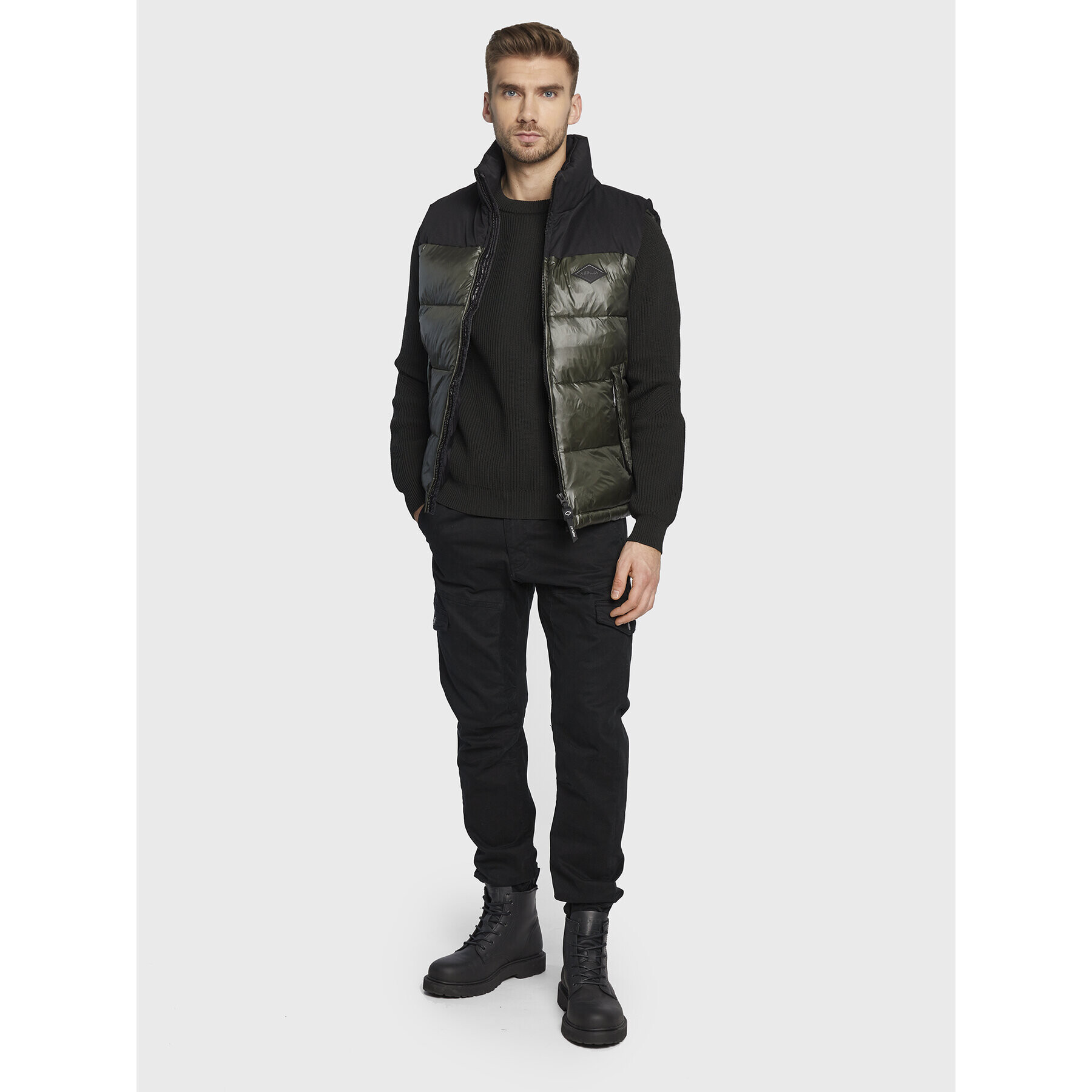 Replay Елек M8186A.000.84174 Зелен Regular Fit - Pepit.bg