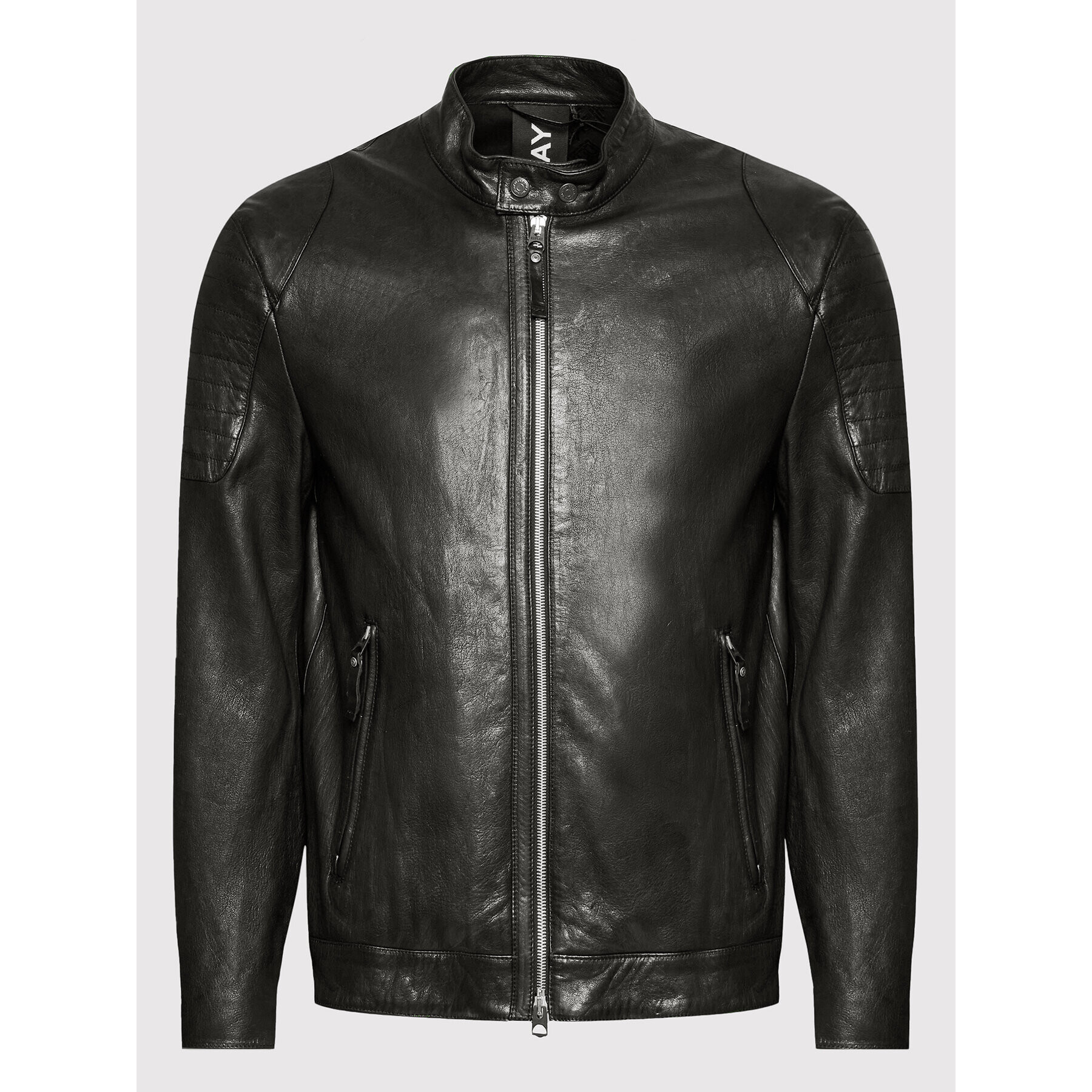 Replay Кожено яке M8246.000.84404 Черен Regular Fit - Pepit.bg