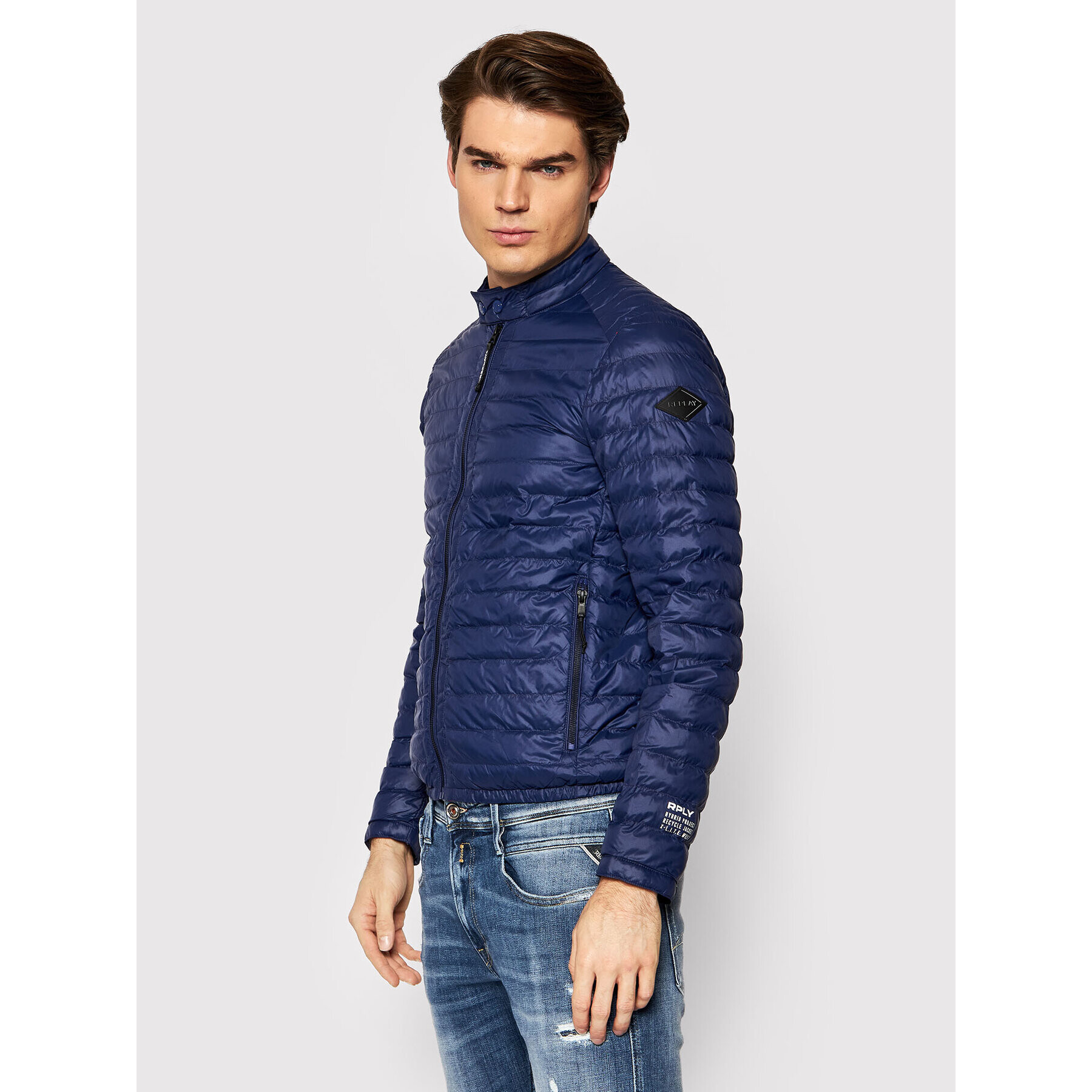 Replay Пухено яке M8174.000.84166 Тъмносин Regular Fit - Pepit.bg