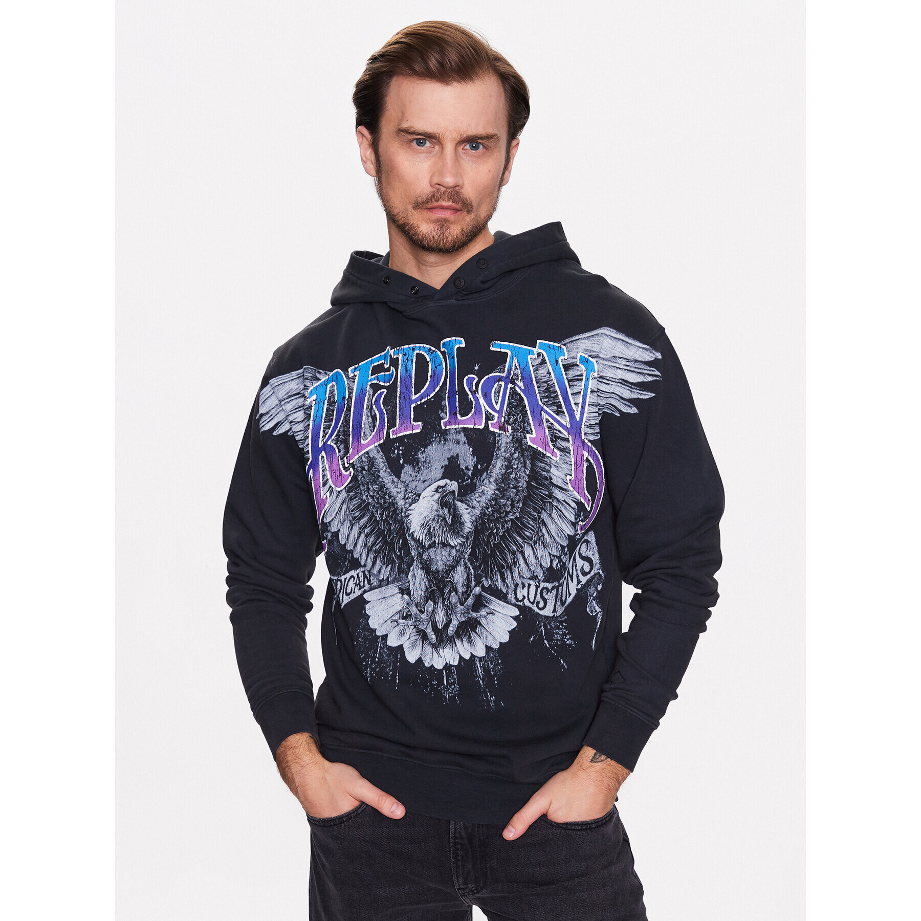 Replay Суитшърт M6535.000.22738M Черен Regular Fit - Pepit.bg