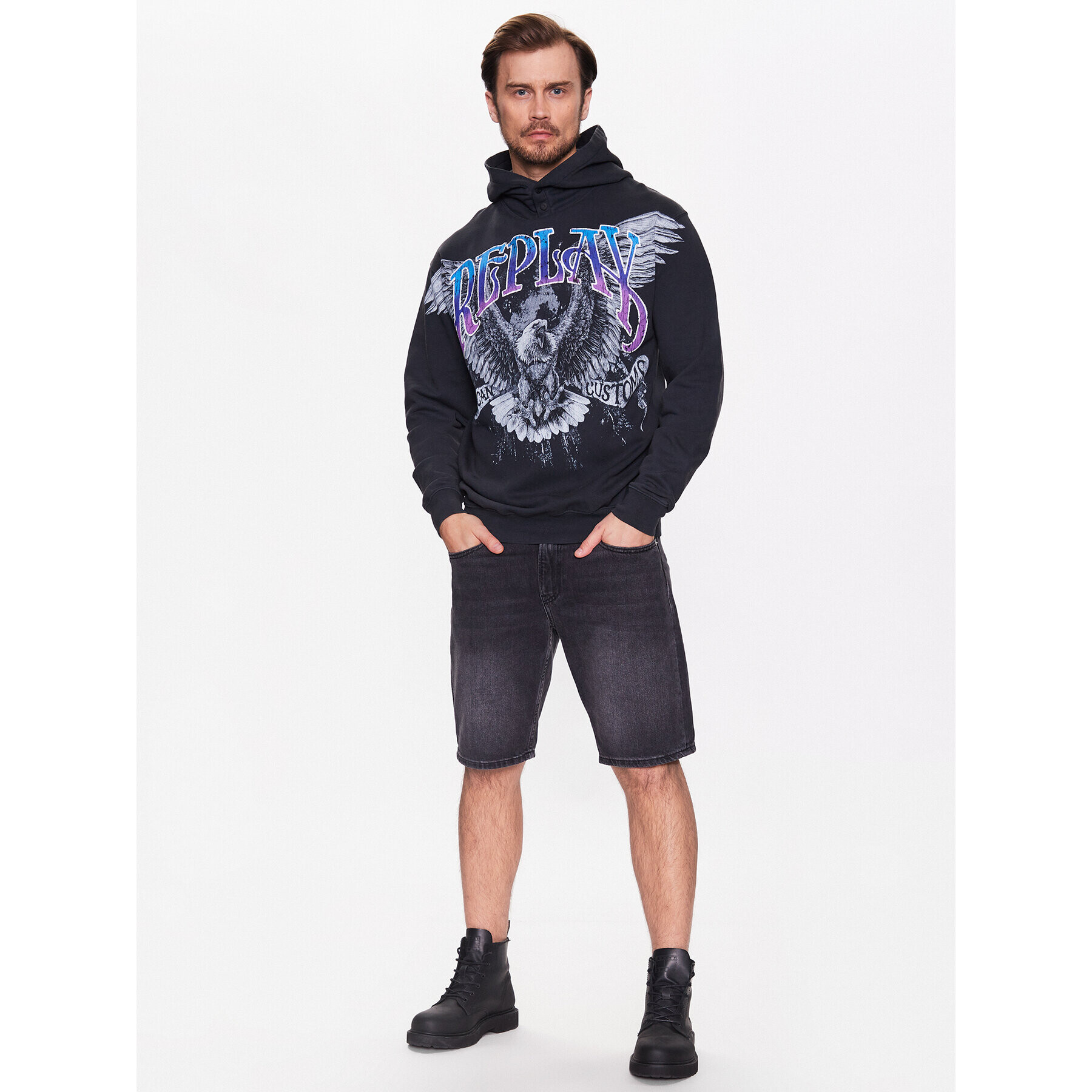 Replay Суитшърт M6535.000.22738M Черен Regular Fit - Pepit.bg
