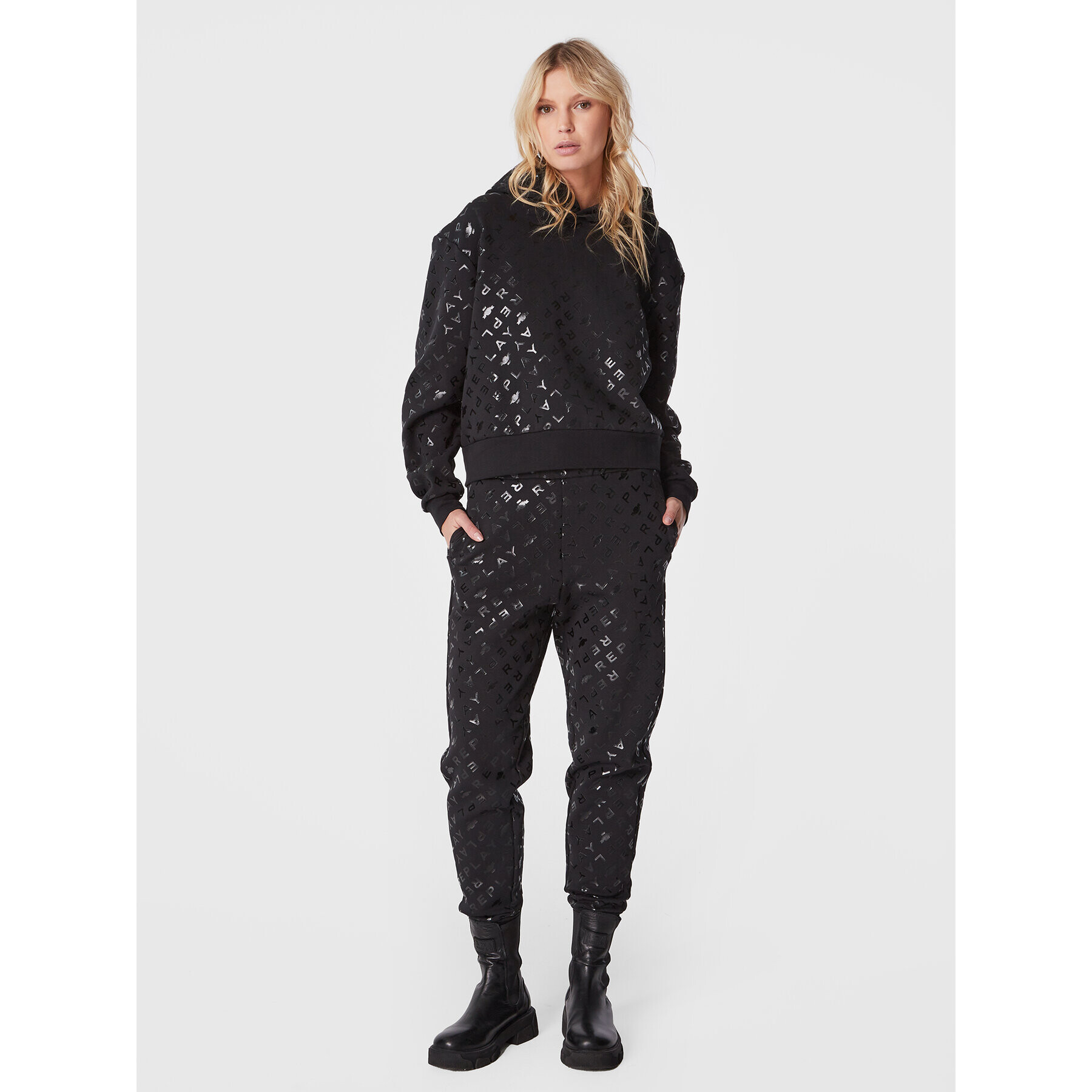 Replay Суитшърт W3711.000.73773 Черен Regular Fit - Pepit.bg