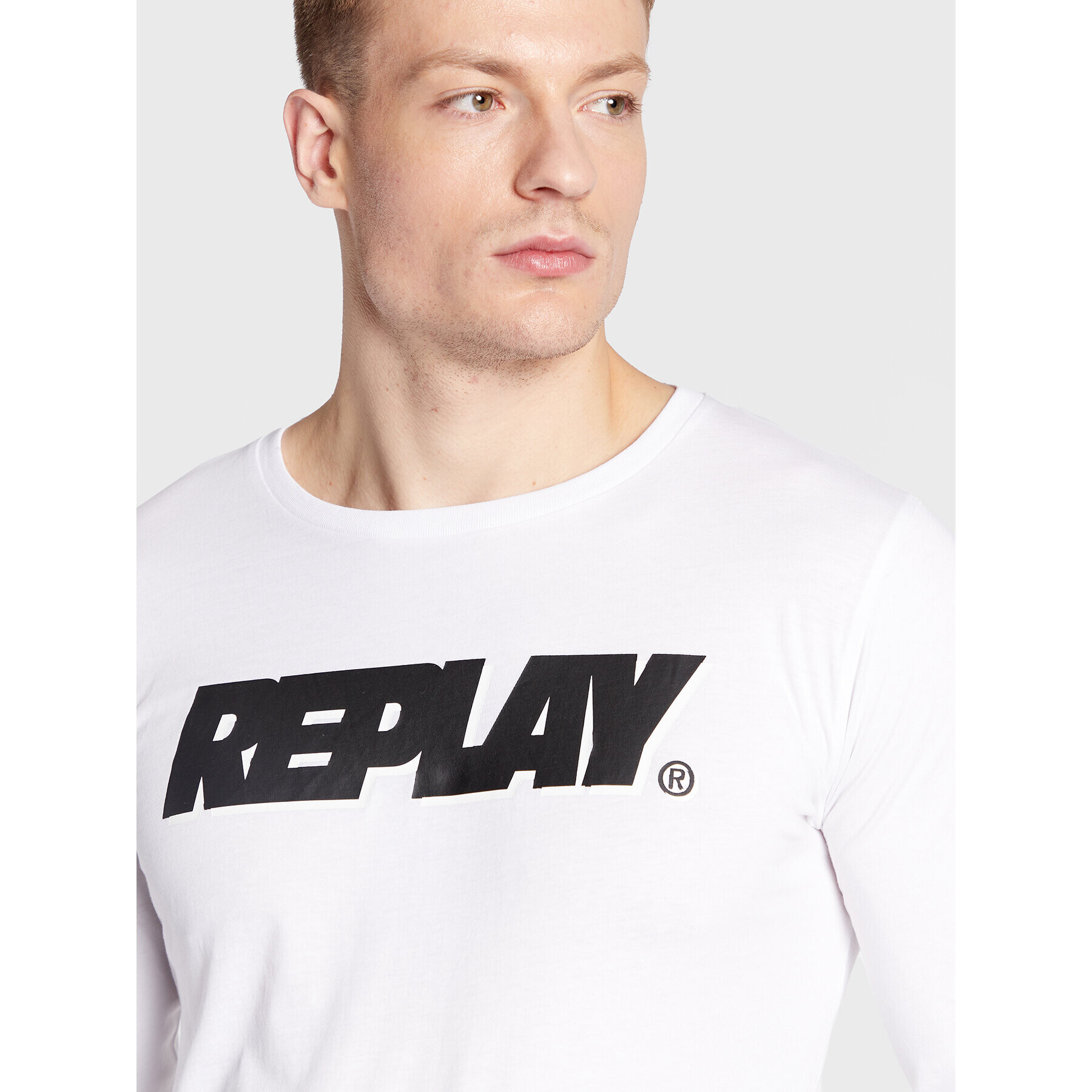 Replay Тениска с дълъг ръкав M6310.000.2660 Бял Regular Fit - Pepit.bg