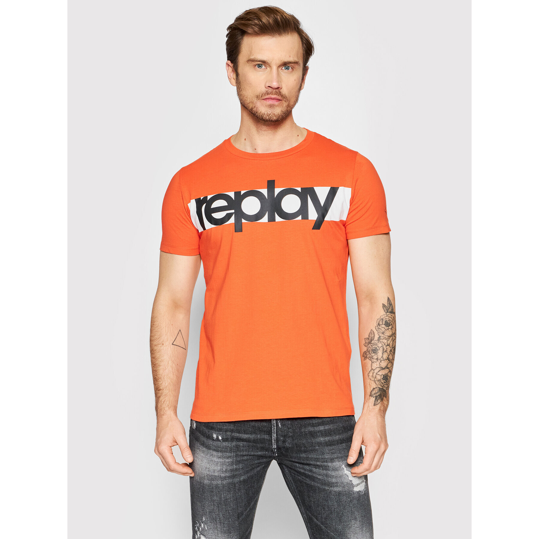 Replay Тишърт M6007.000.2660 Оранжев Regular Fit - Pepit.bg