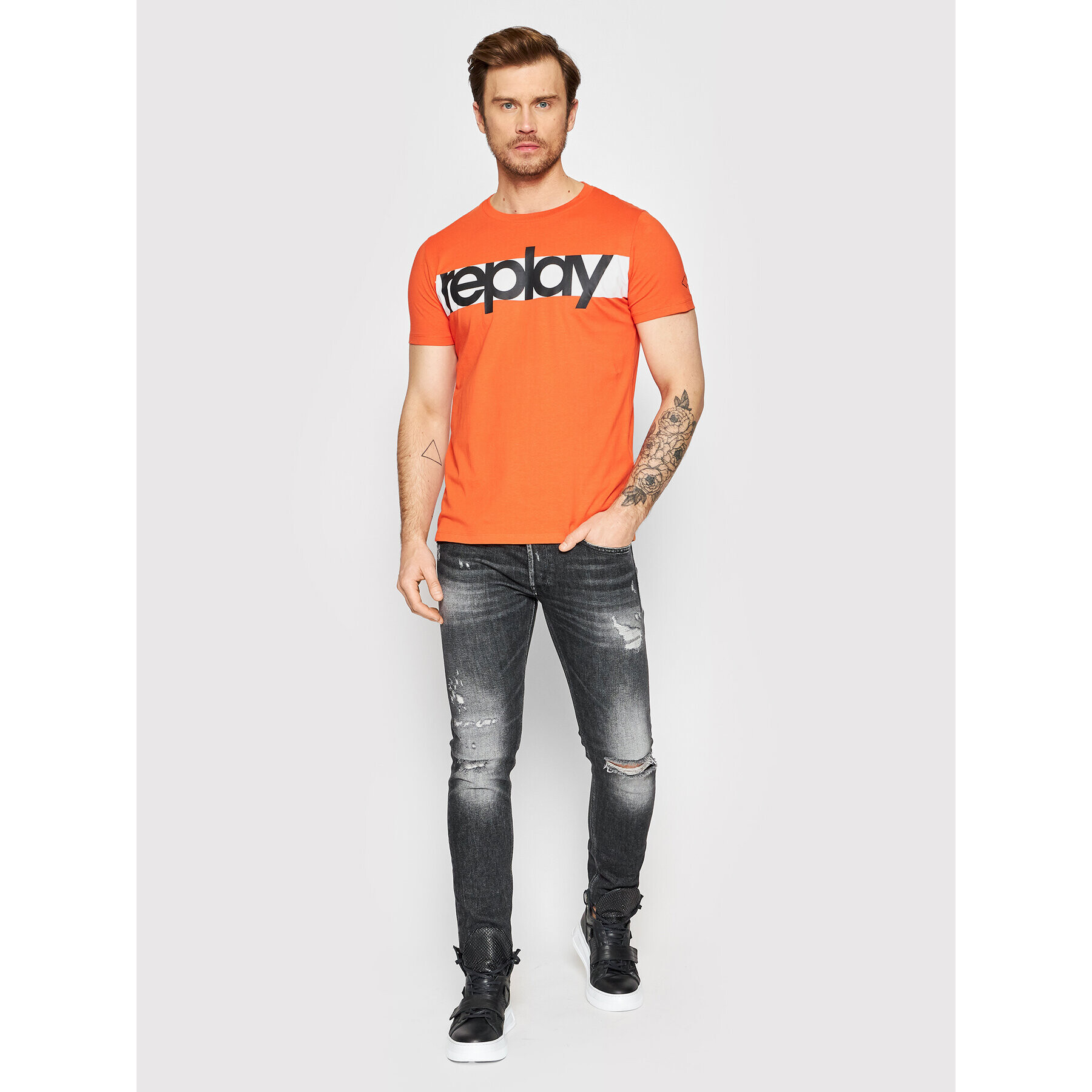 Replay Тишърт M6007.000.2660 Оранжев Regular Fit - Pepit.bg