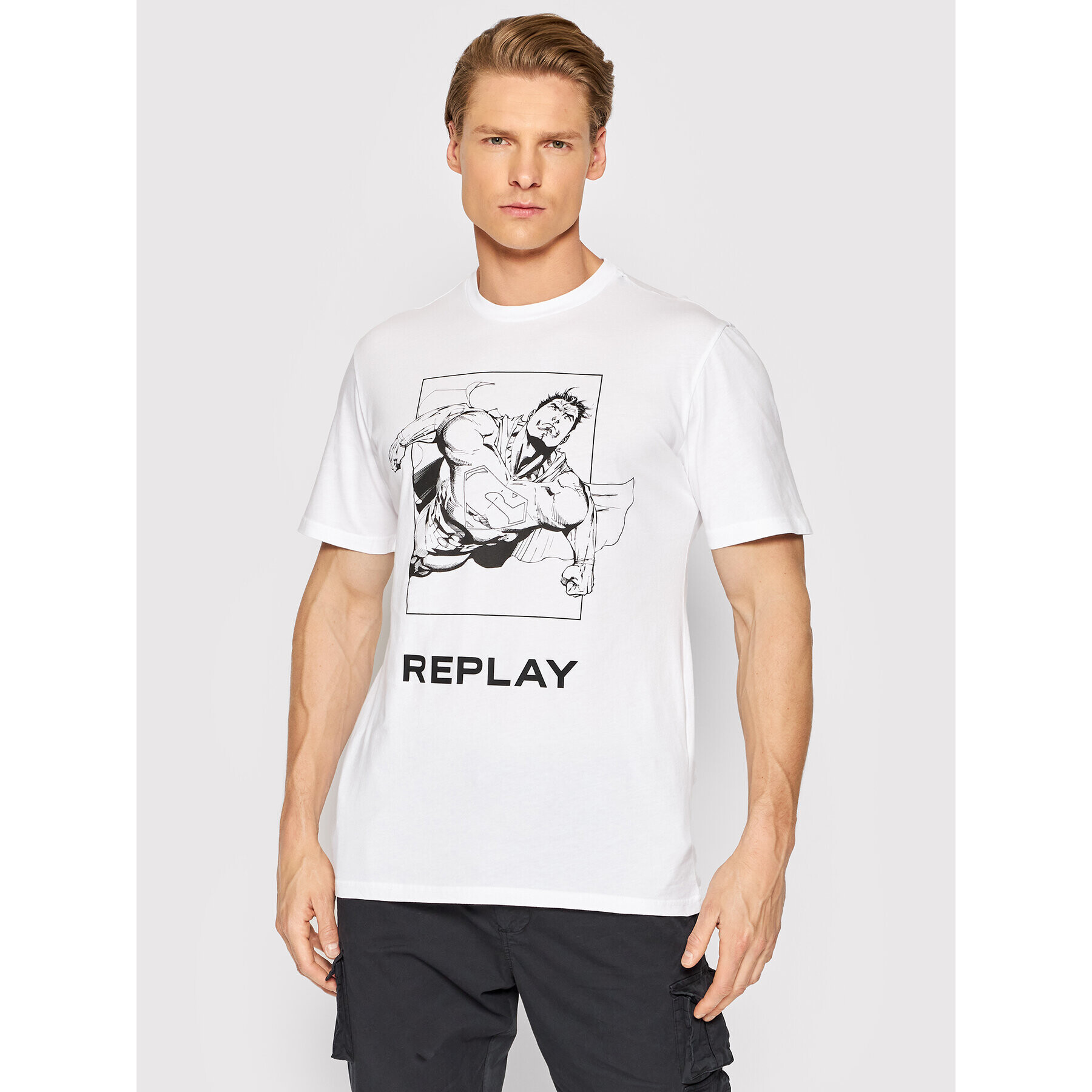 Replay Тишърт M6120C.000.22880 Бял Regular Fit - Pepit.bg