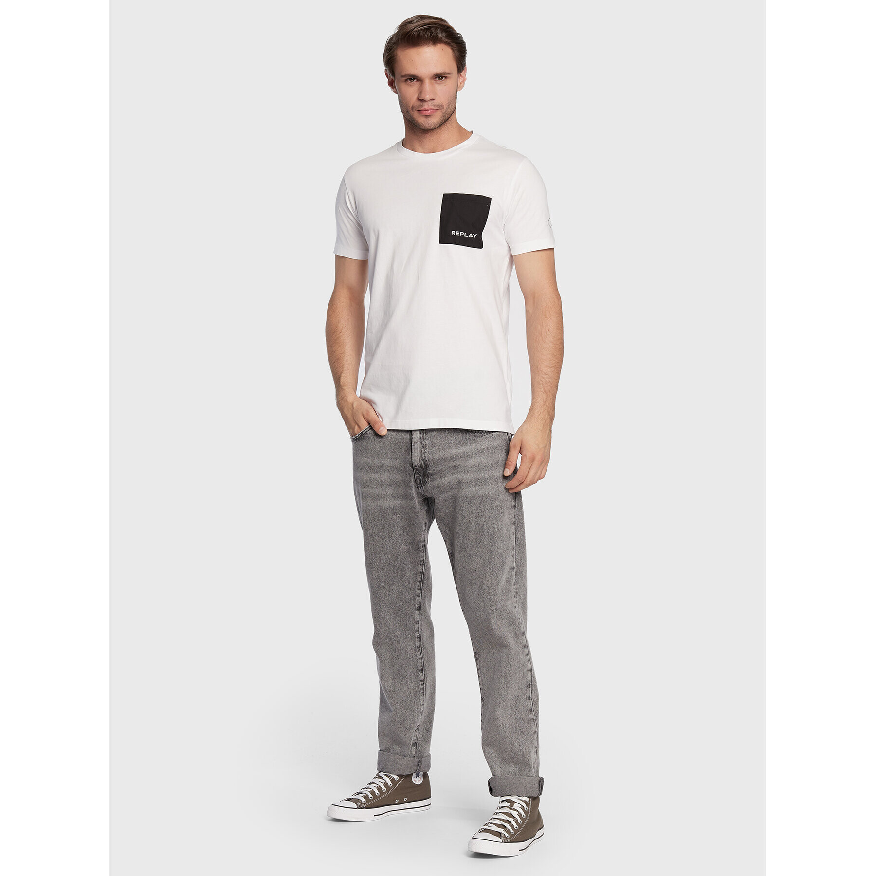 Replay Тишърт M6286.000.23062 Бял Regular Fit - Pepit.bg