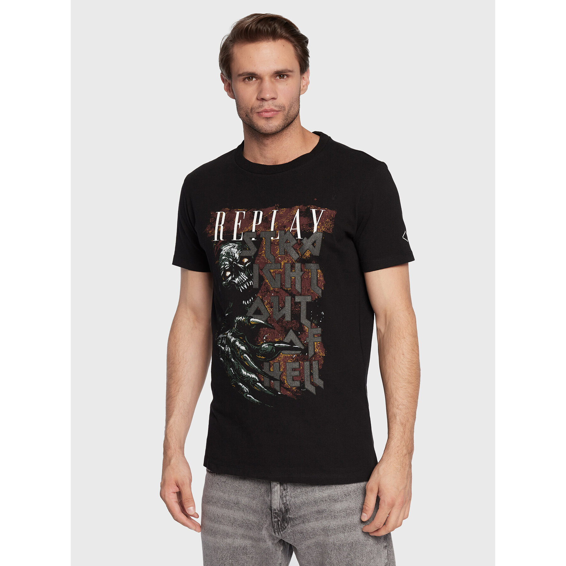 Replay Тишърт M6303.000.23356P Черен Regular Fit - Pepit.bg