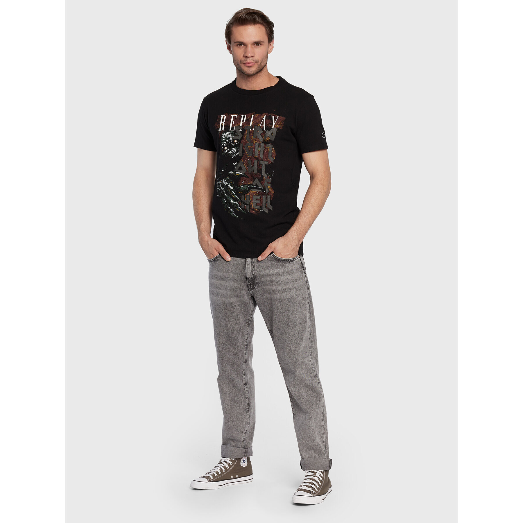 Replay Тишърт M6303.000.23356P Черен Regular Fit - Pepit.bg