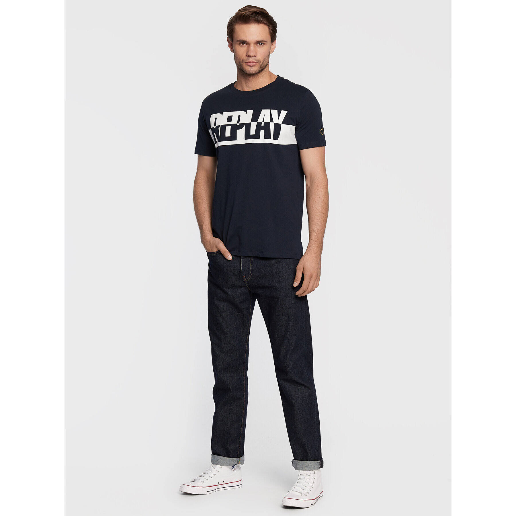 Replay Тишърт M6308.000.2660 Тъмносин Regular Fit - Pepit.bg