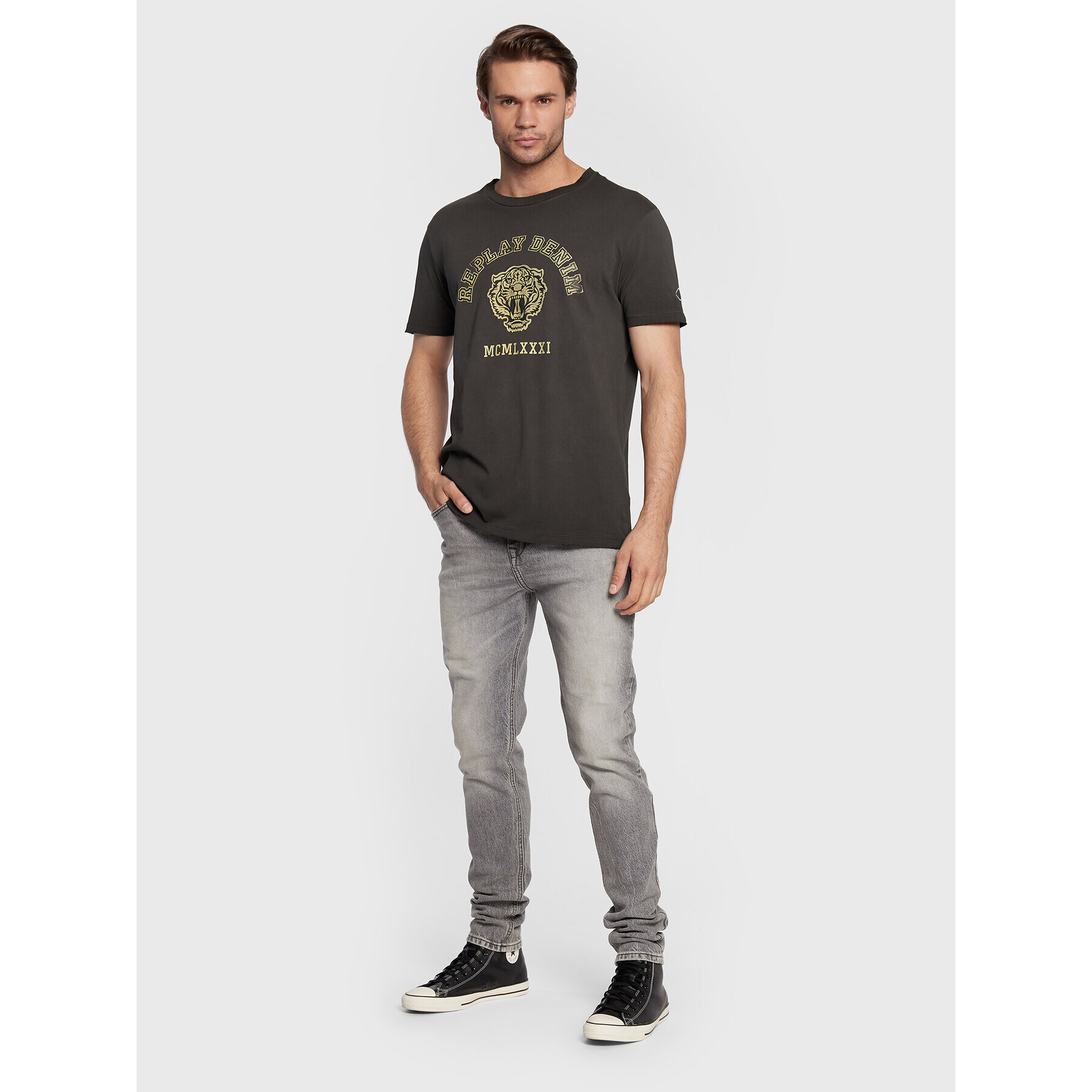Replay Тишърт M6319.000.22658F Сив Regular Fit - Pepit.bg