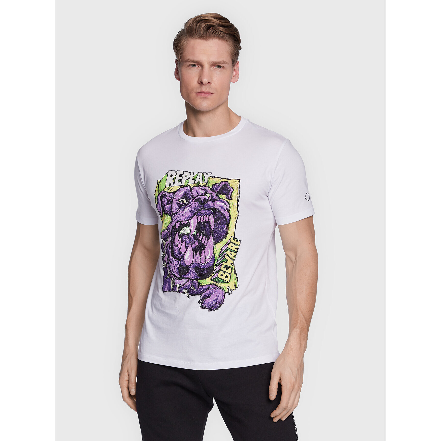 Replay Тишърт M6466.000.2660 Бял Regular Fit - Pepit.bg